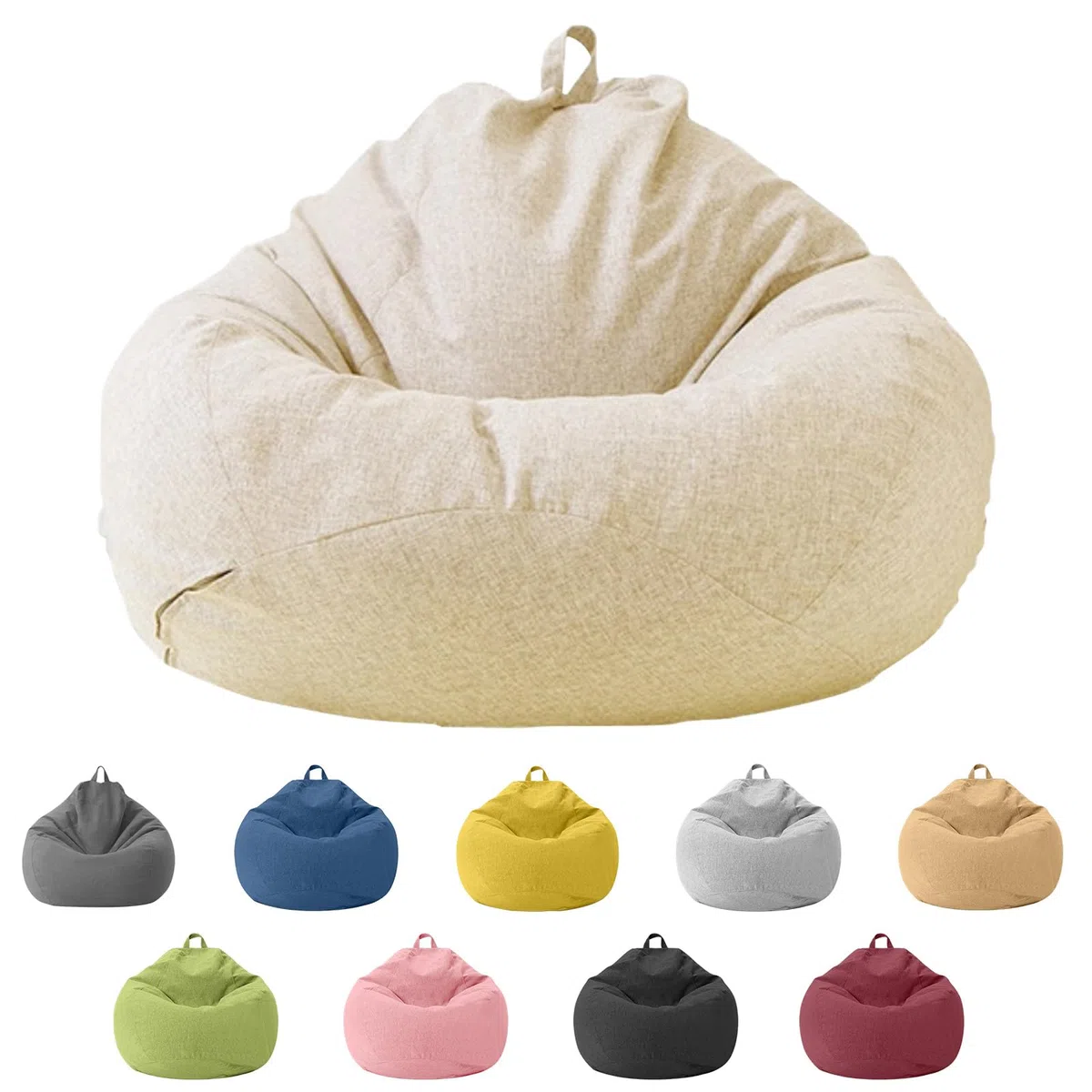 Sitzsack für Kinder und Erwachsene, nur Bezug (ohne Füllung), Sitzsackstuhl für Schlafzimmer, Büro, Wohnzimmer, Terrasse (Cremefarben)