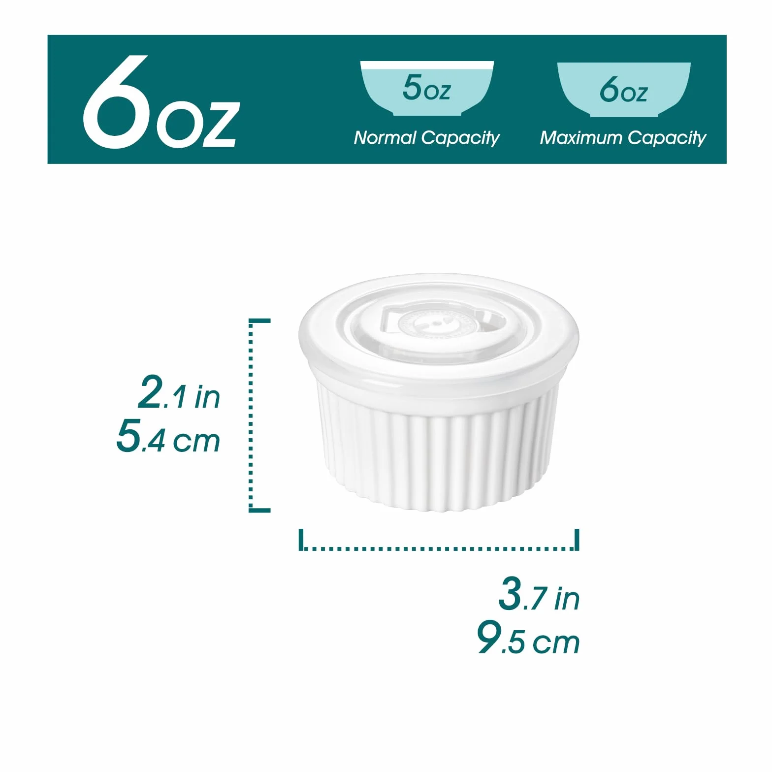 vancasso RAMEKINS 200ml Soufflé Förmchen Set von 6, Ø9,5cm Creme Brulee Schälchen Backofen sicher, Porzellan Soufflés mit Deckel, Kleine Keramik-Schalen, Mini Auflaufformen zum Backen, Weiß