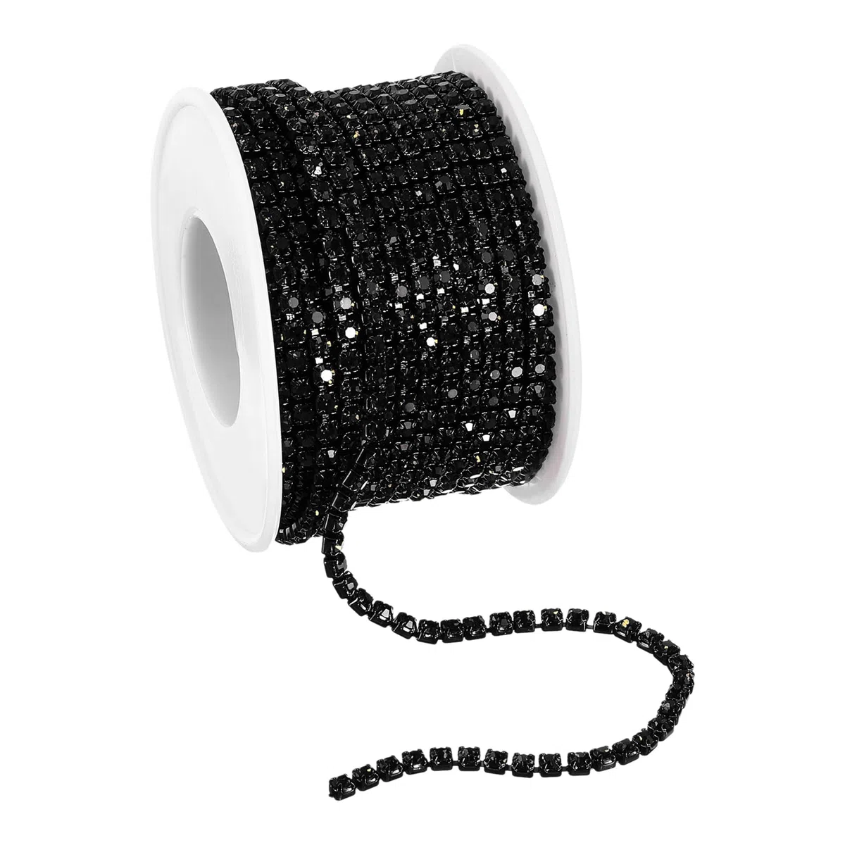 QUARKZMAN 10 Yard Kristall Strass Kette 3.0mm Aufnähen Schließen Klaue Kette Trimmen für Basteln Schmuck Kleidung Taschen Schuh Deko Schwarz 1Rolle