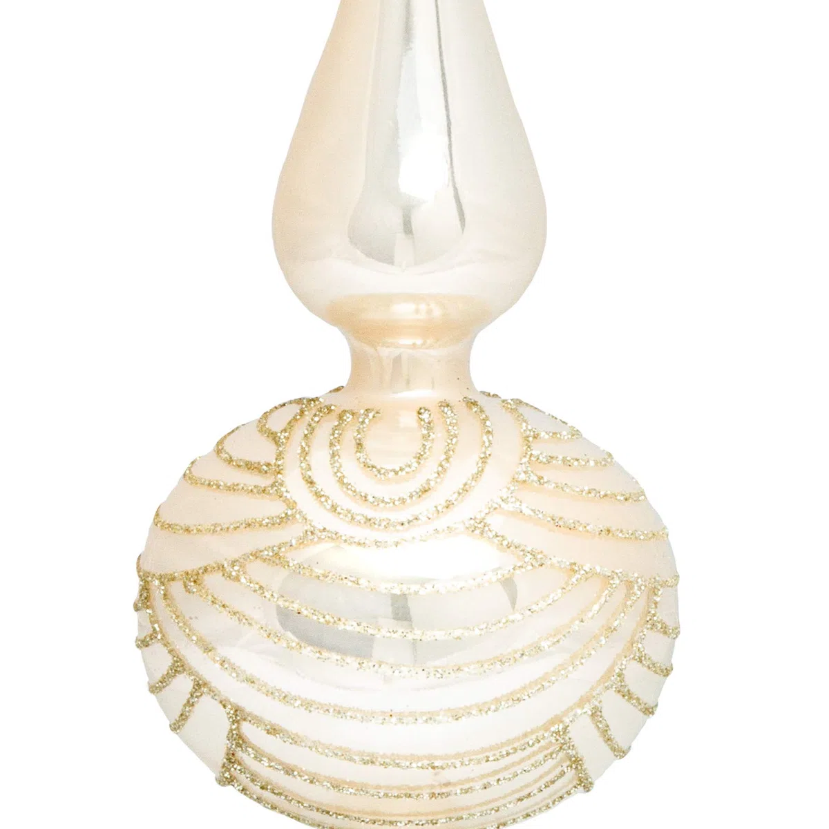 SIKORA SP6 Highlights Christbaumspitze aus Glas mit Glitzer Verzierung 2 Größen, Farbe:Champagner, Größe:H ca. 29 cm (für Bäume von ca. 120 bis 170 cm)