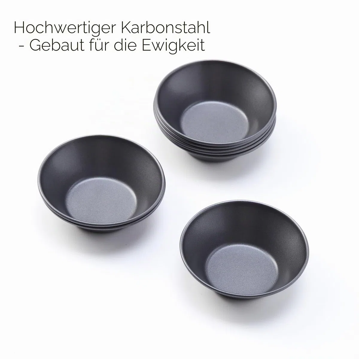 Pastel de Nata Formen aus Karbonstahl – 12er-Pack Eiertörtchenformen zum Backen, Antihaft-Mini-Tarte- und Puddingtörtchenformen, wiederverwendbare portugiesische Puddingtörtchenschalen