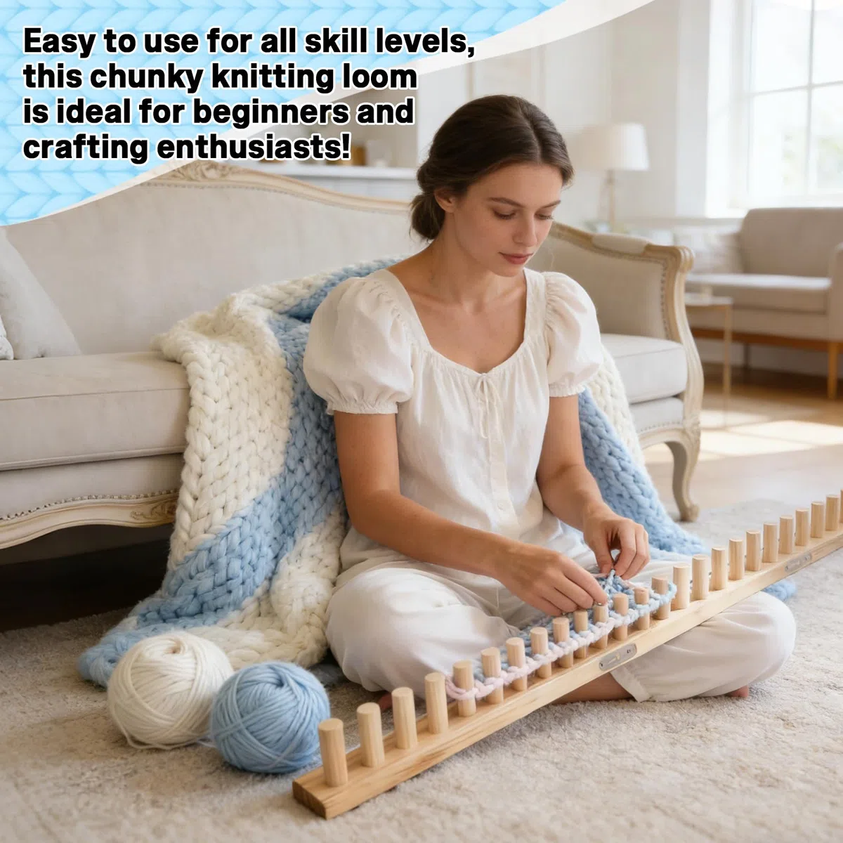 4 Stück Decken-Strickrahmen für Chunky Wolle, 47" Webstühle Für Grobe Decken, Grobe Strickdecke, Rahmenbrett Zum Stricken Von Handdecken, DIY-Webstuhlrahmen, Häkelrahmen für Deckens (120CM)