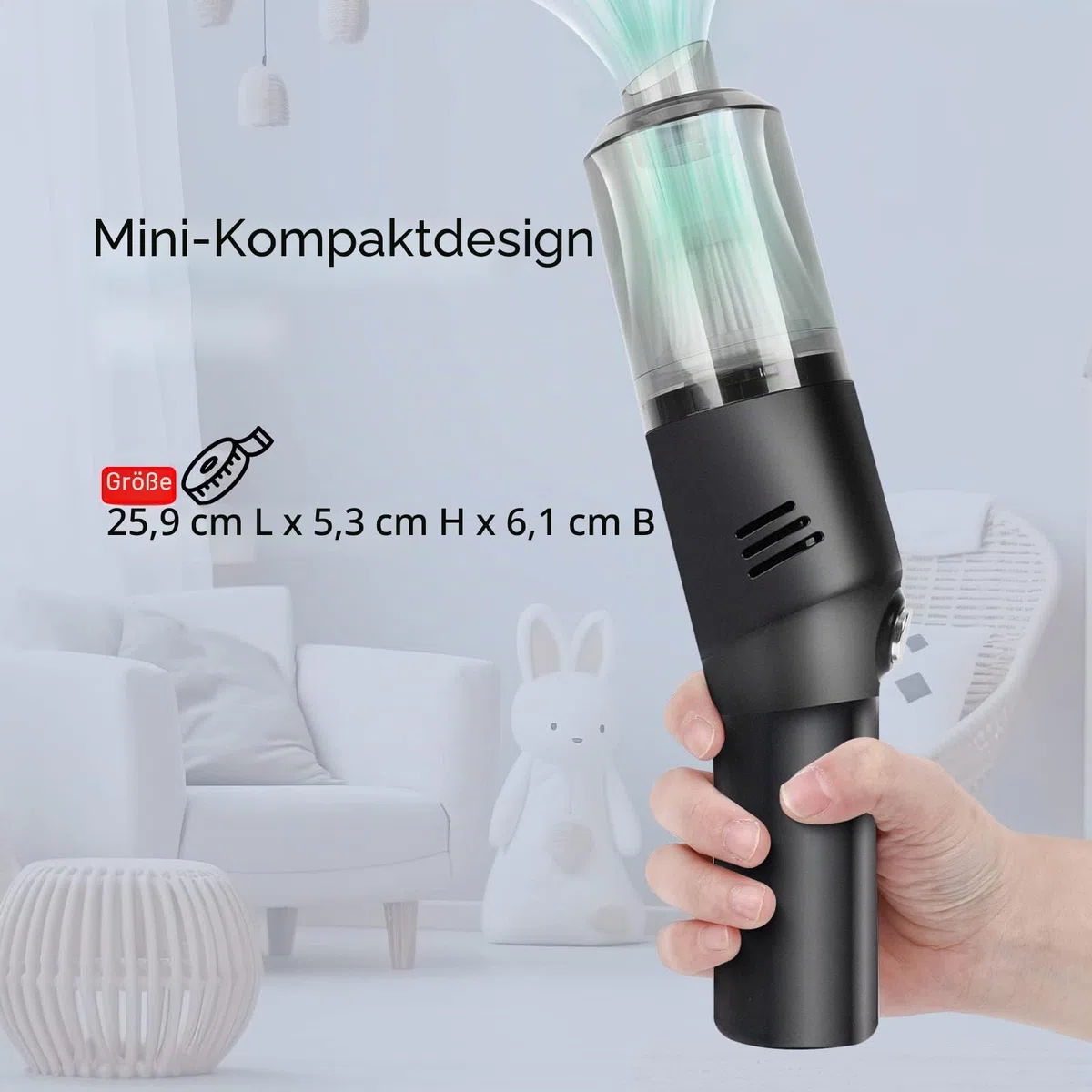 suloea Akku Handstaubsauger,USB aufladbar Tragbar Leicht Mini Auto-Staubsauger Kabellos,Handsauger