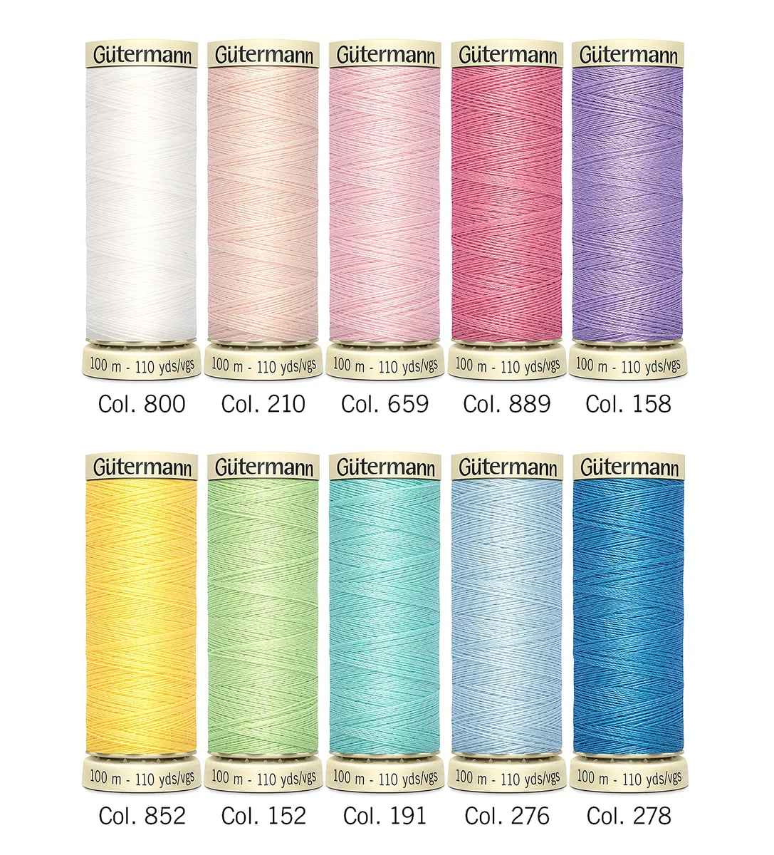 Gütermann creativ Nähfaden-Set mit 10 Spulen Allesnäher 100 m in Pastellfarben