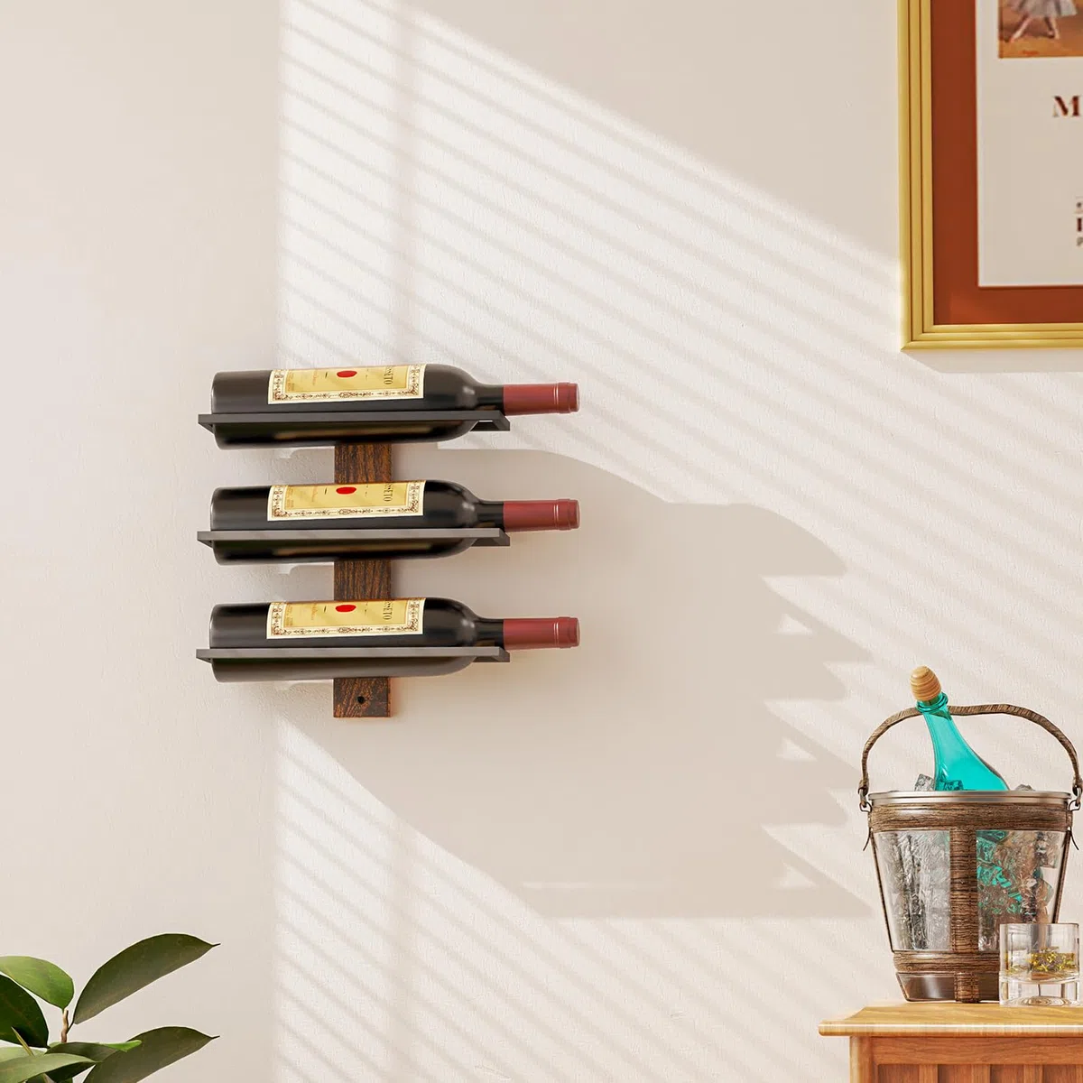 B4Life Weinregal Zur Wandmontage Für 3 Flaschen -weinregal Wand, Flaschenregal,Flaschen Wandregal,weinflaschenhalter,weinhalter Zum Umhängen,Weinhalter Und Weindekor Für Die Wand