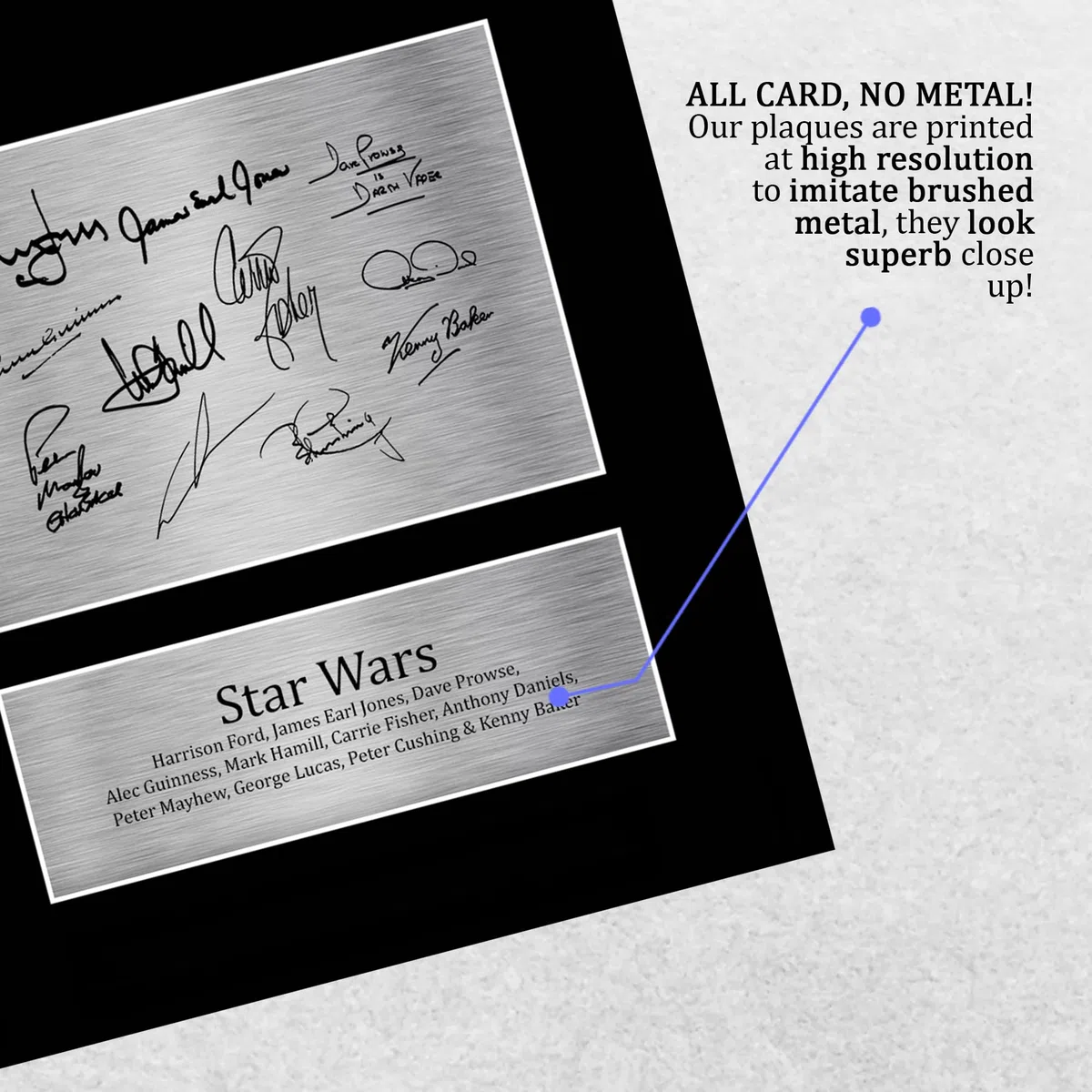 HWC Trading A4 Star Wars New Hope Cast Mark Hamill, Carrie Fisher, Harrison Ford Geschenke Geducktes Signiertes Autogramm Foto für Fans von Film Memorabilien - A4