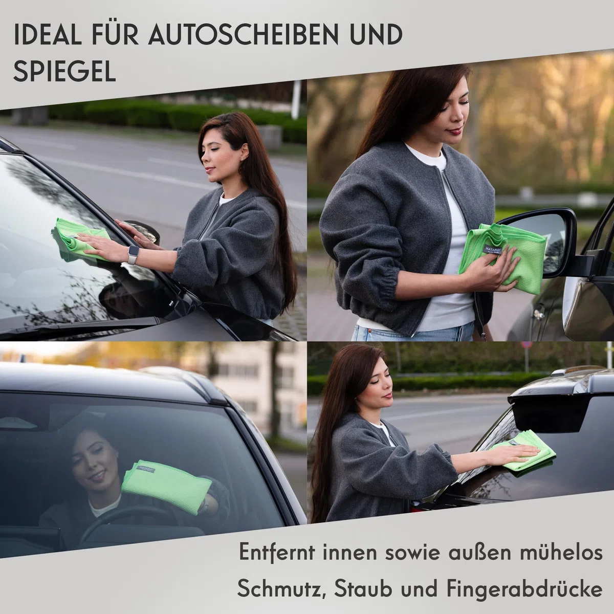 NATARO® 3 Stück Window Wonder – Premium Fenstertuch - Microfasertuch & Glastuch, streifenfrei, fusselfrei – Trockentuch für Glas, Spiegel, Scheiben – 60x40 cm