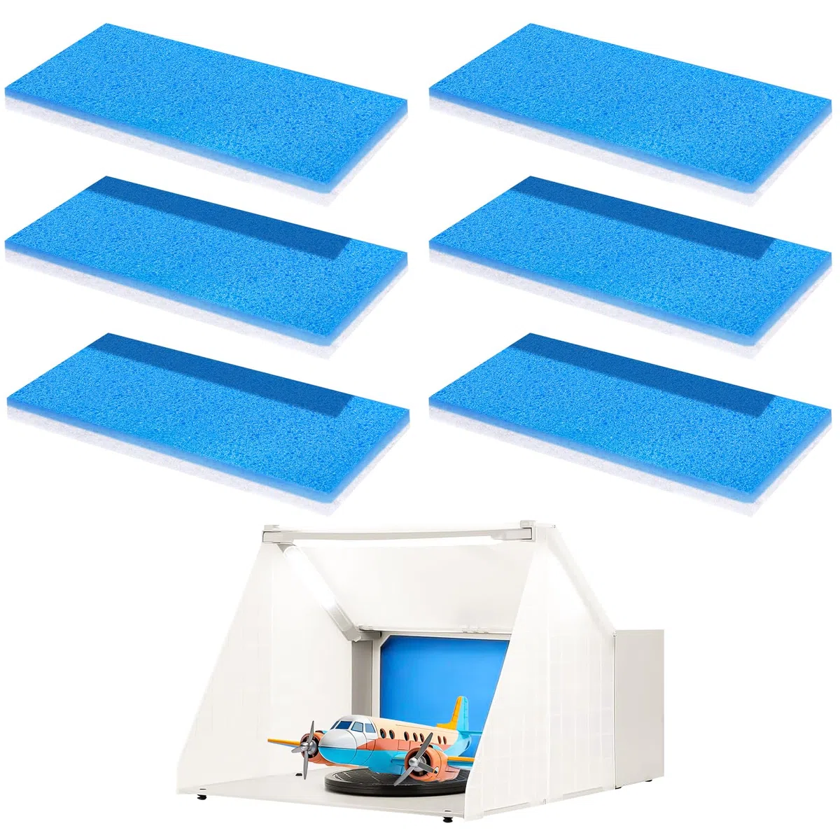 6 Stück Lackierkabinen-Abluftfilter-Pad, Airbrush-Lackierkabinenfilter, Ersatz-Ansaugfilter, kompatibel mit Master, Paasche, Vevor, Vivohome