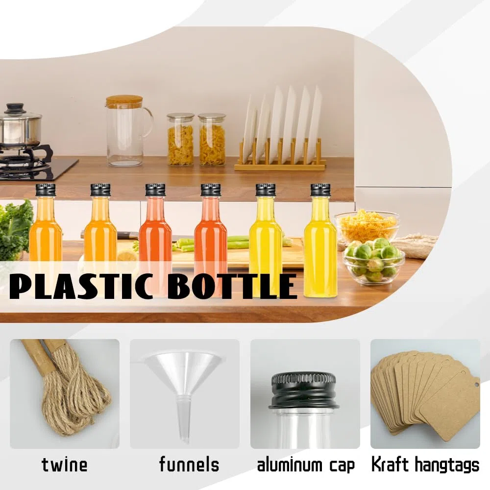 24 Stück Mini Likörflaschen Kleine Flaschen zum Befüllen 50ml Fläschchen Shot Flaschen zum Befüllen Wiederverwendbar Mini Schnapsflaschen mit 2 Trichter und 24 Anhängern für Hochzeiten Party