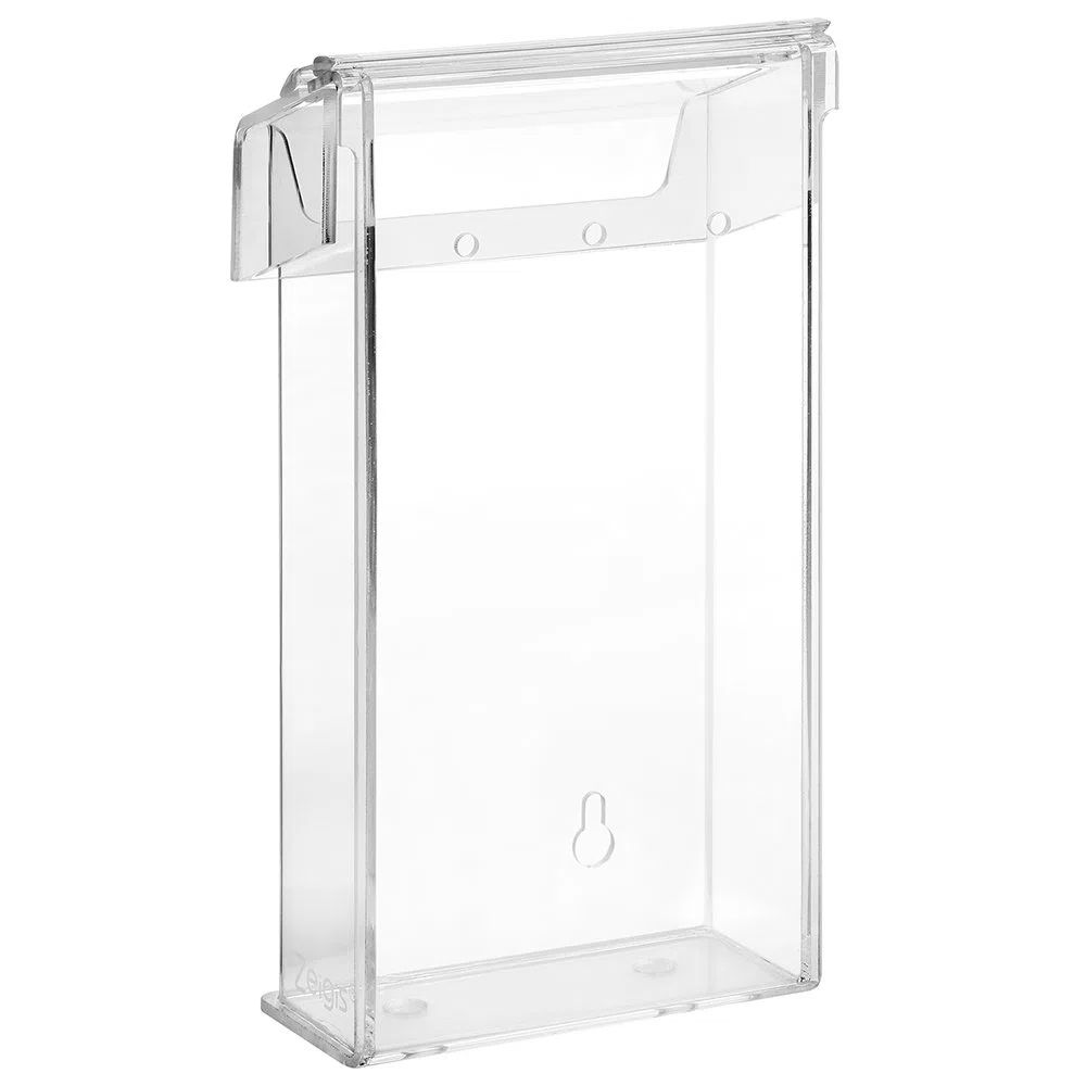 Zeigis DIN Lang Prospektbox / Prospekthalter / Flyerhalter im Hochformat, wetterfest, für Außen, mit Deckel, aus glasklarem Acrylglas