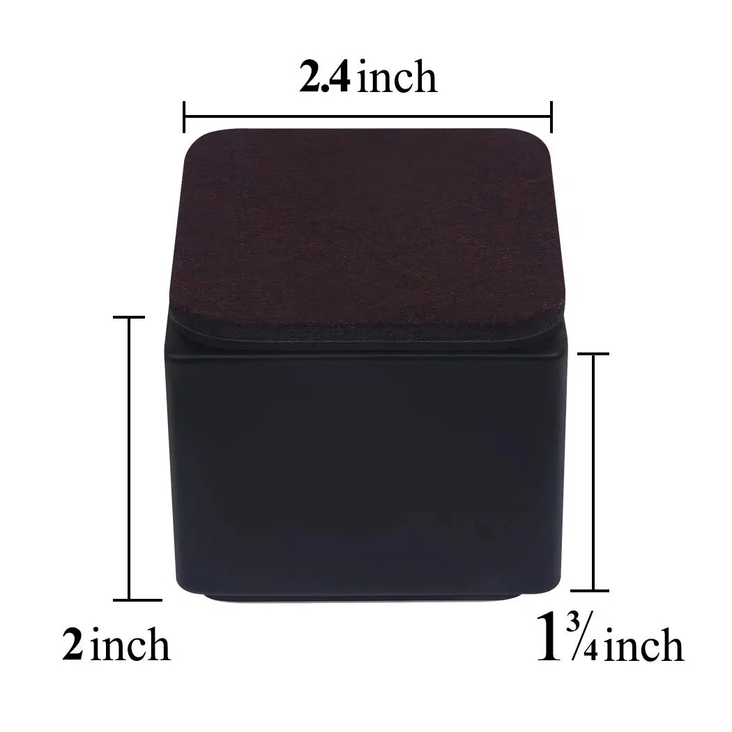Ezprotekt 2"/5.1 cm Möbelerhöhung aus Karbonstahl, 2.4" Breit, Selbstklebende Möbelerhöhung fügt 2" Höhe zu Betten, Sofas Schränken, Unterstützt 20.000 lbs, Schwarzes Quadrat