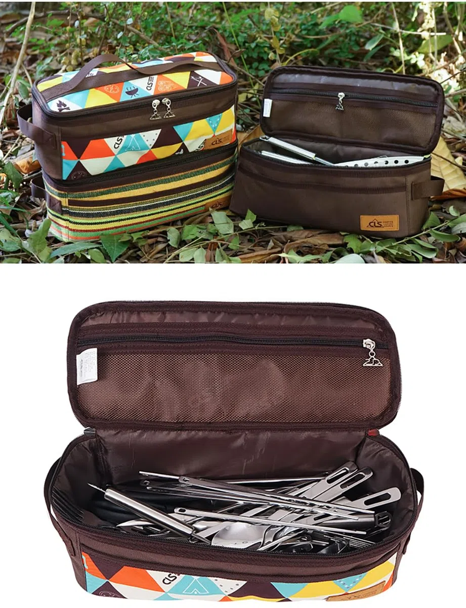 Outdoor Bestecktasche Leer Camping Besteck Aufbewahrungstasche Tragbar Essstäbchen Löffel Geschirr Organizer Tasche Picknick Besteckbeutel mit Tragegriff Outdoor Kochgeschirr Tasche Bunt
