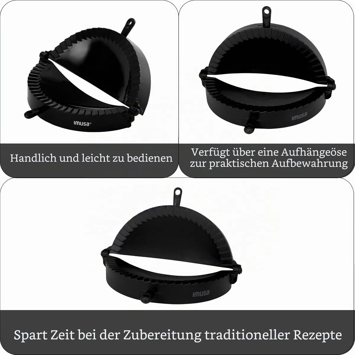Imusa USA IMU-71006W Jumbo-Empanada-Form, einfach zu bedienen, aus Kunststoff, Schwarz