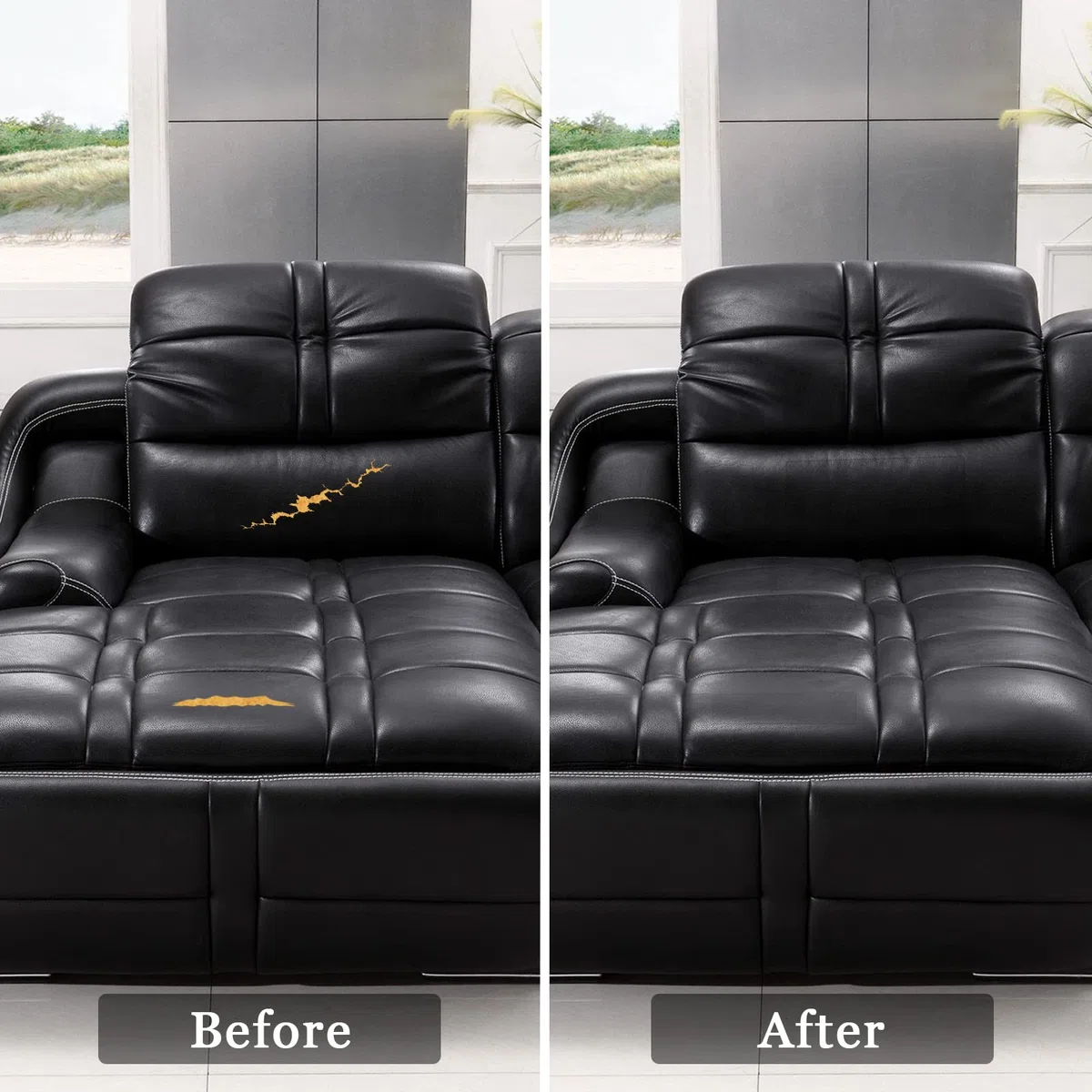 Kunstleder Selbstklebend Meterware Schwarz Reparaturset 44x300cm - Selbstklebendes Leder Reparatur Set Autositz - Lederflicken Selbstklebend für Sofa - Leather Adhesive Covers Reparaturset