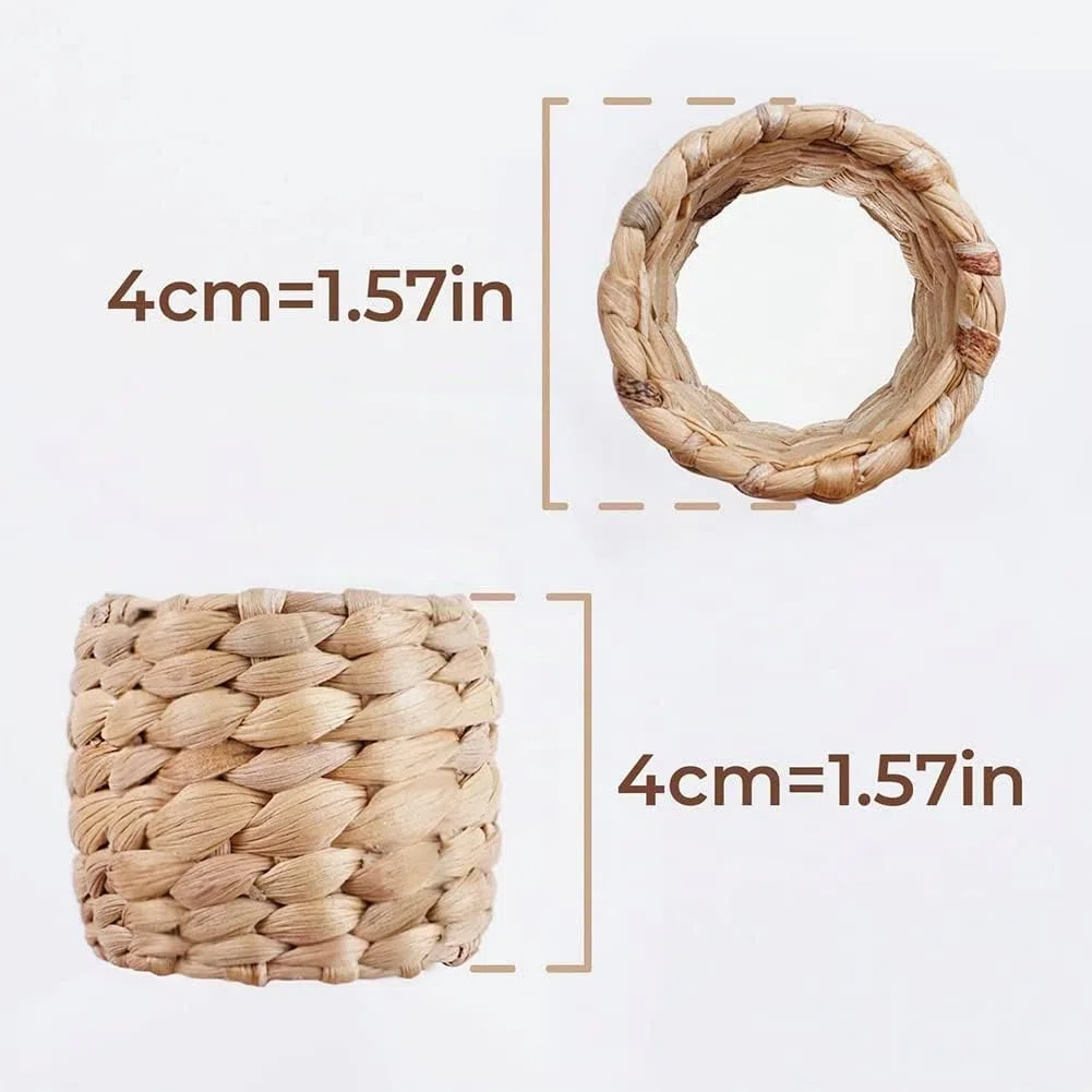 12Pcs Handgefertigte Servietten Ringe aus Wasser Hyazinthe, Rustikal Serviettenhalter Tischdekor, DIY Serviettenschnallen Napkin Ring für Esszimmer,Weihnachten,Hochzeit Party,Geburtstag