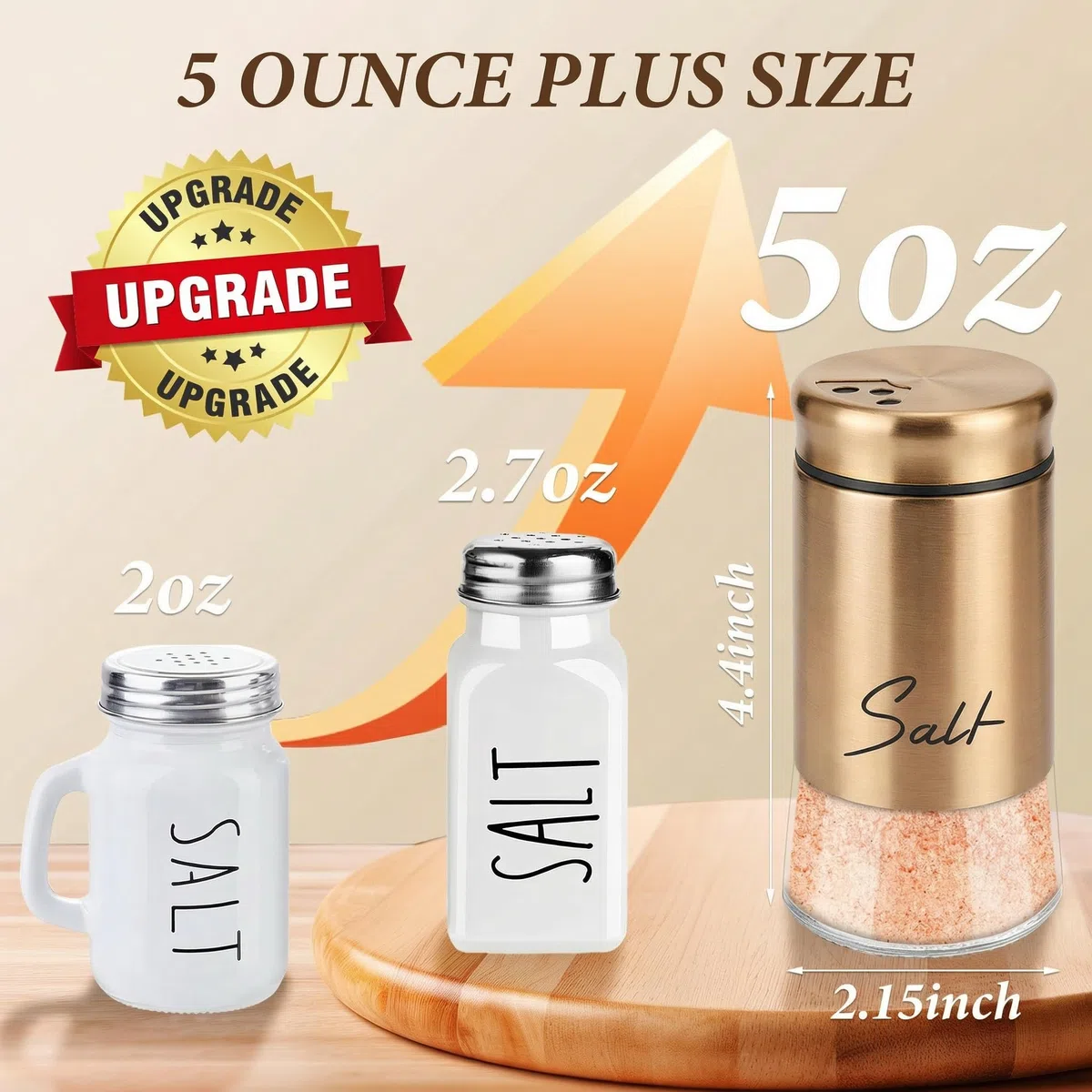 Goldfarbenes Salz- und Pfefferstreuer-Set, 142 ml, moderne Bauernhaus-Küchendekoration und Zubehör für Restaurant, Hochzeit, Einweihungsgeschenke, nachfüllbares Design (Gold)