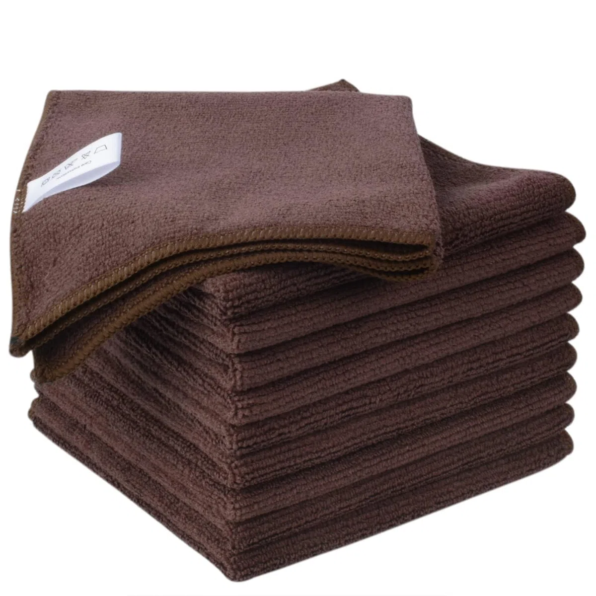 KinHwa Mikrofasertücher 30x30 cm 10er Set Braun– Barista Tuch, fusselfrei & streifenfrei, extrem saugstarke Reinigungstücher & Putzlappen für Küche, Glas, Haushalt & Auto Innenraum