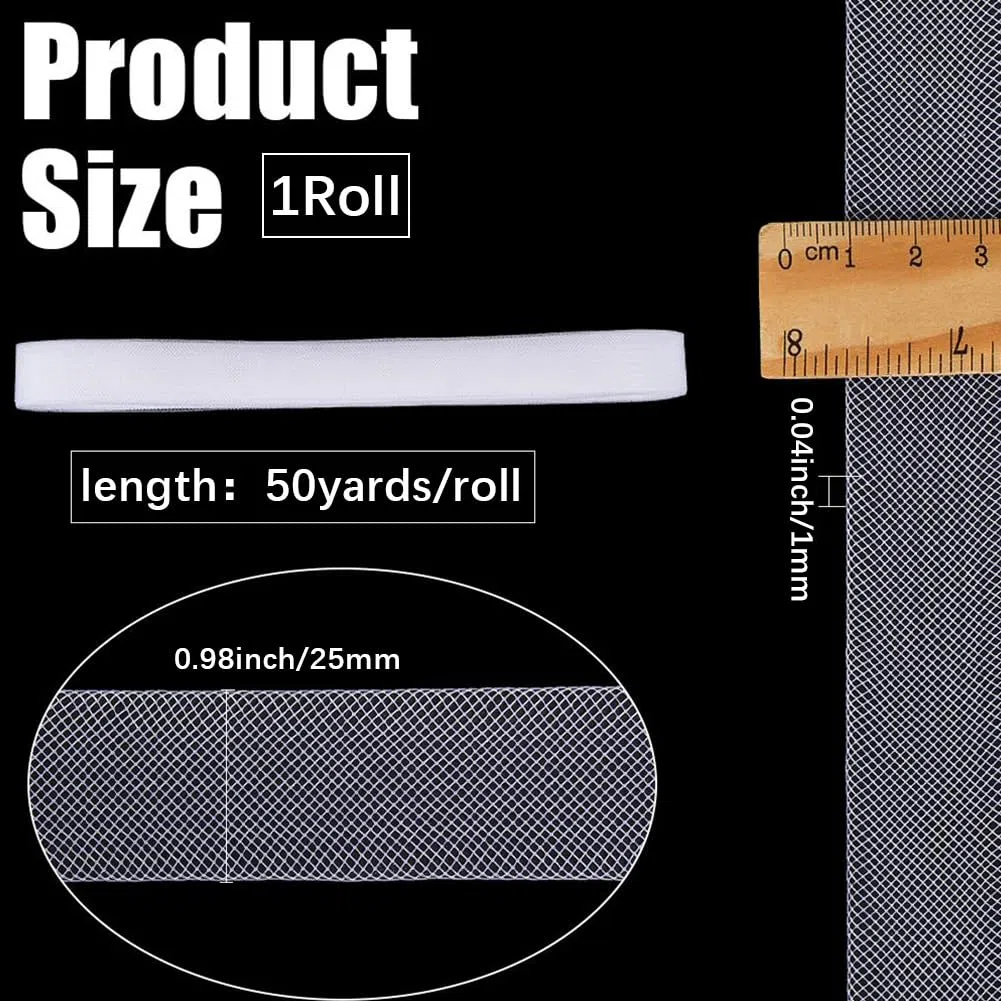 GORGECRAFT 45.7 mx25mm Polyester Rosshaar Geflecht Elastisches Weißes Geflecht Weiches Rosshaar Netzband Stäbchenverstärkung Für Hochzeits Tanz Und Partykleider Festliche Kleider Hüte Kostüme DIY Nähp