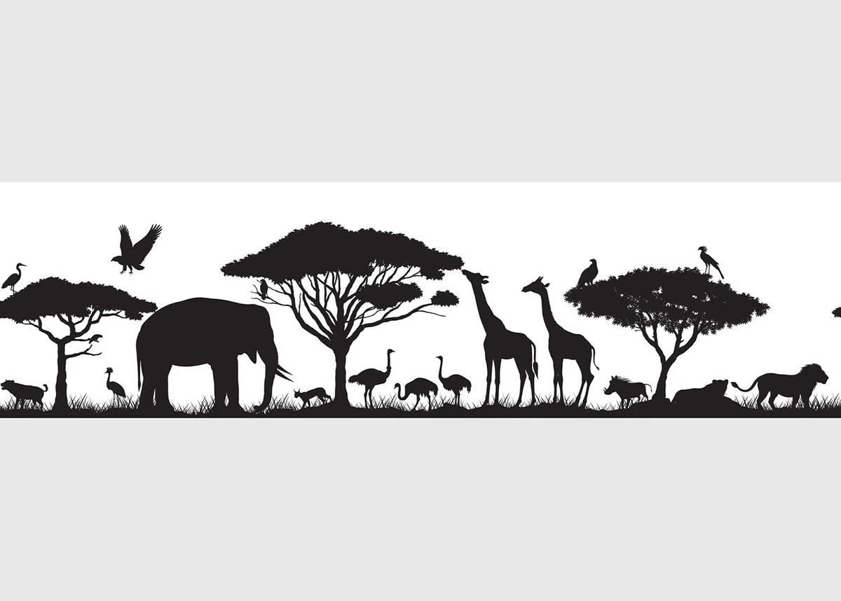 AG Design Selbstklebende Bordüre Safari, AWB 8268 | Wasserfest Dekoration für Wände, Möbel, Tapeten, Wandverkleidungen und Türen, Folie, Mehrfarbig | Breite 500 cm x Höhe 13.8 cm