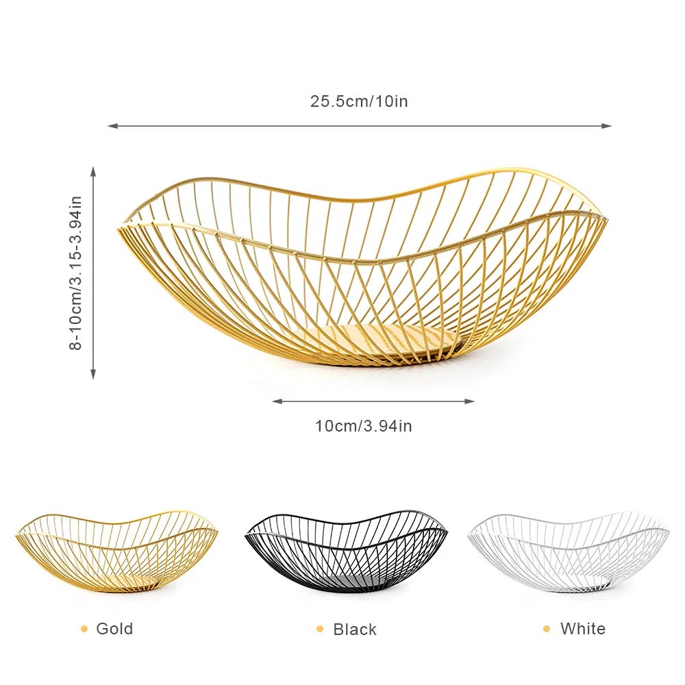 Obstschale Gold, Obstkorb Gold Metall Openwork Fruit Basket für Obst Snack Gemüse Handtücher Fruit Basket 25x10cm