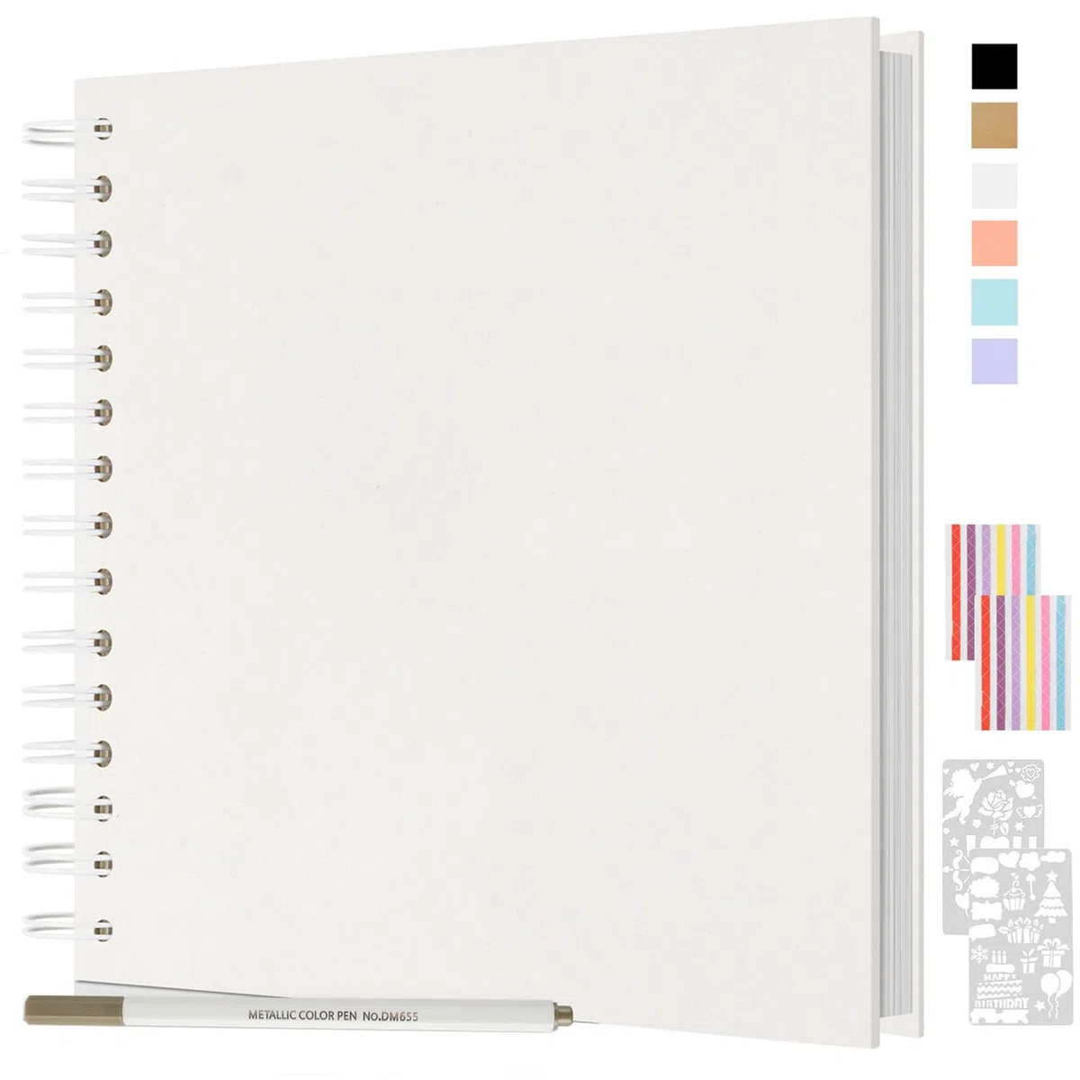Fotoalbum zum Selbstgestalten und Einkleben 24x24cm, DIY Scrapbook Album 80 Seiten Spiralalbum Fotobuch, Fotoalben Gästebuch Für Geburtstag Hochzeit (Weiß)