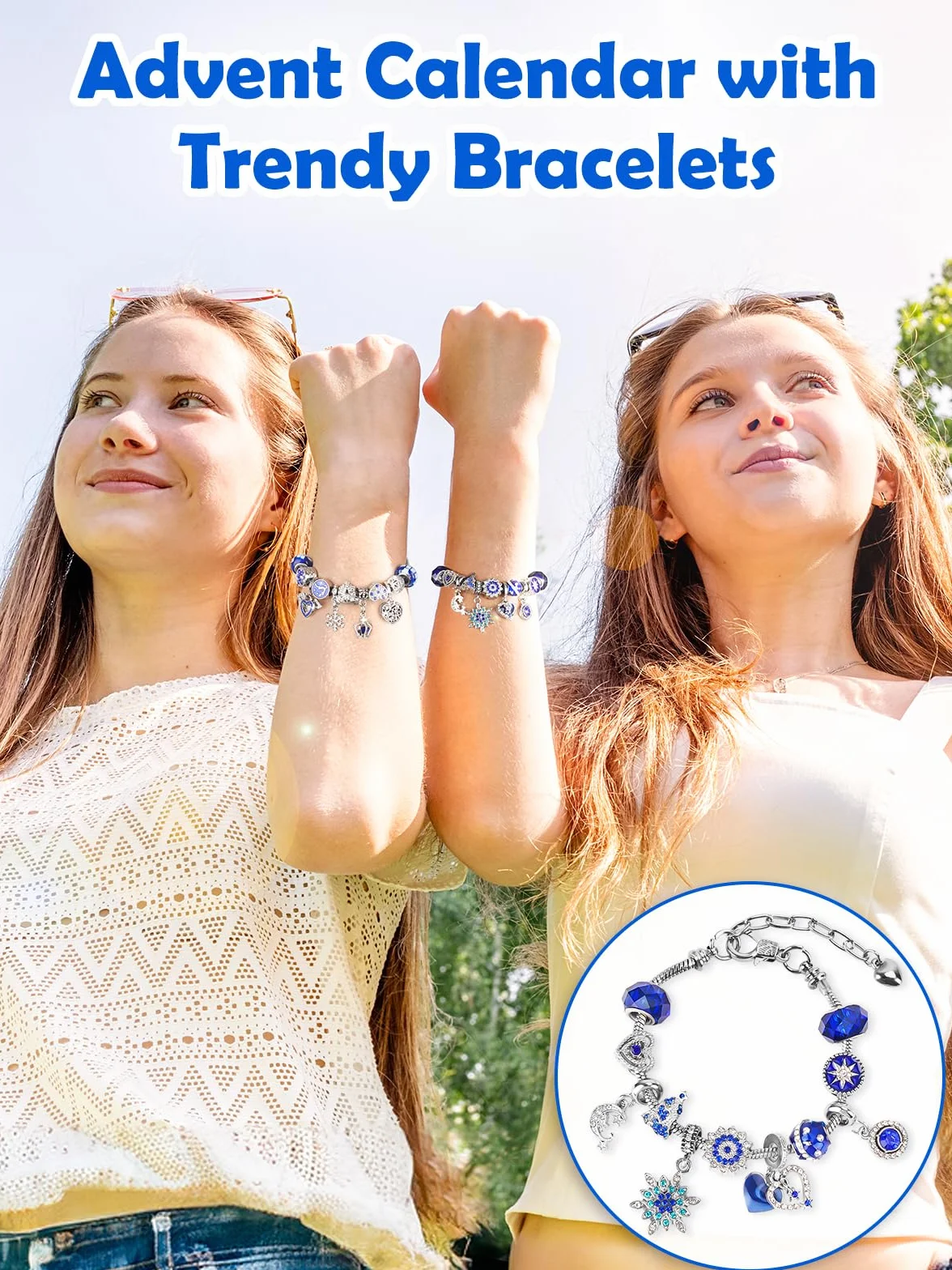 Schmuck Adventskalender 2025 Teenager Mädchen Kinder: DIY Adventskalender 2025 Inhalt Kinder Frauen Schmuck Armband Damen, Weihnachtskalender Jugendliche Mädchen Geschenke 12 5 6 7 10 Jahre