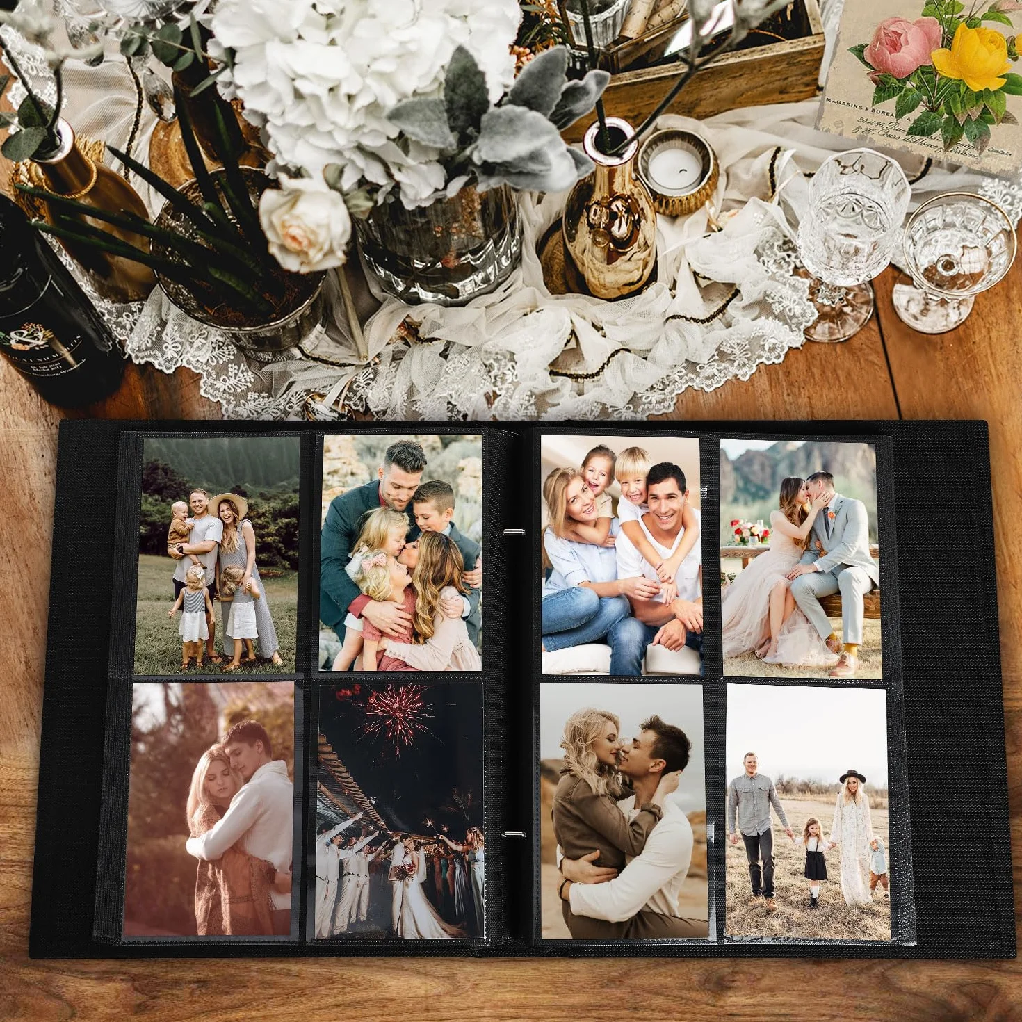 Lanpn Fotoalbum 10x15 400, Leinen OUR MEMORIES Einstecken Einsteckalbum für Hochformat Fotos Bilder Beige