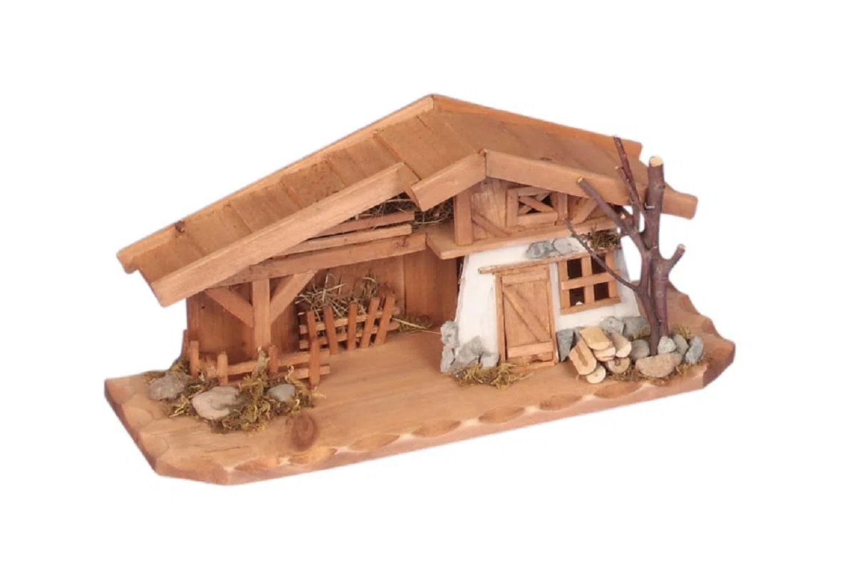 Holzhaus Krippe 33 cm x 13 cm Modellhaus