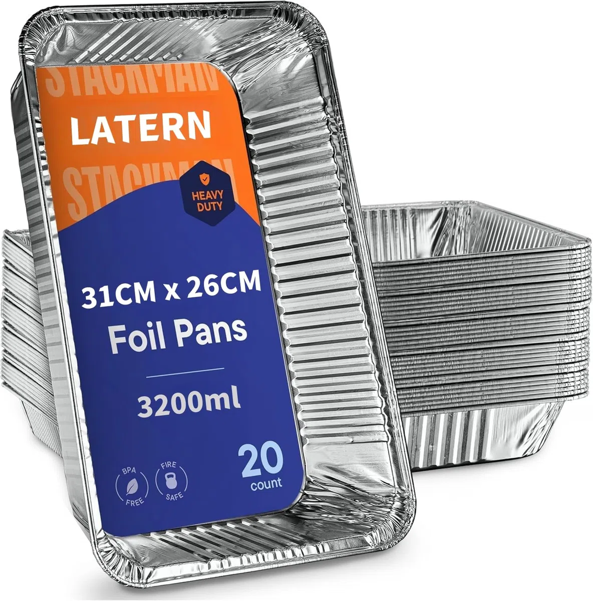 LATERN 20 Stück Große Backbleche aus Aluminiumfolie, 31 x 26 x 5CM Einweg Bräter Backofen Gefrierfach Kochen Backen Grillpfannen zum Party-Essen servieren Aufbewahrung zum Mitnehmen Catering-Container