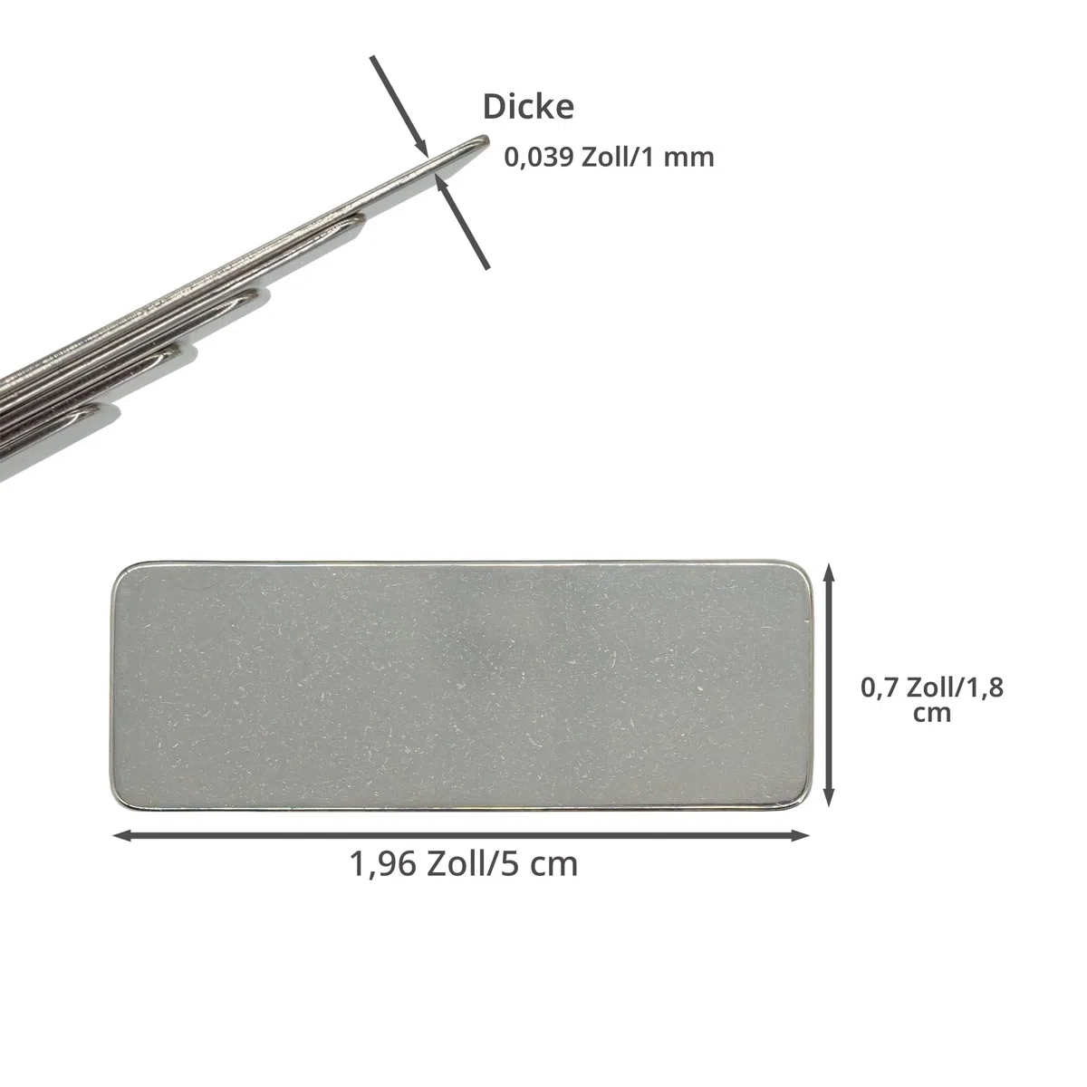 304 Edelstahl Gravur Blanko Anhänger Rechteck Stempel Blanko Metall Schilder zum Gravieren 25er Pack 5 x 1,8 cm