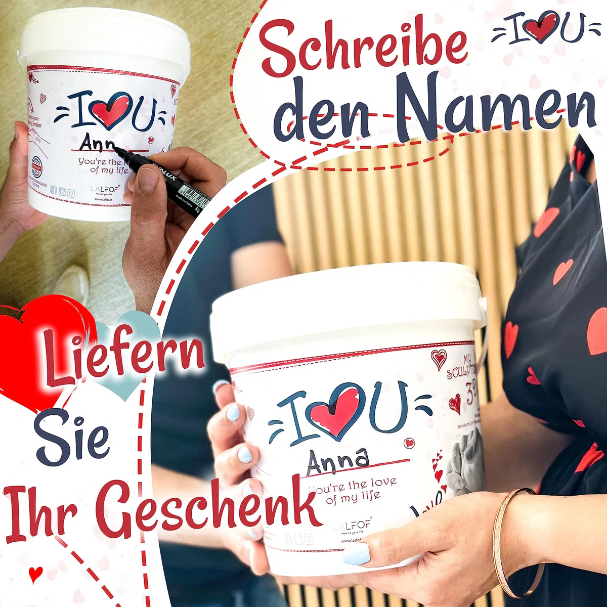 Lalfof - Handabdruck Set für Paare mit Namen- Jahrestag Geschenk für sie, Jahrestag Geschenk für ihn- Gips Handabdruck Set Paare - Hochzeitstag Geschenke für Frauen/männer, Paar Geschenke