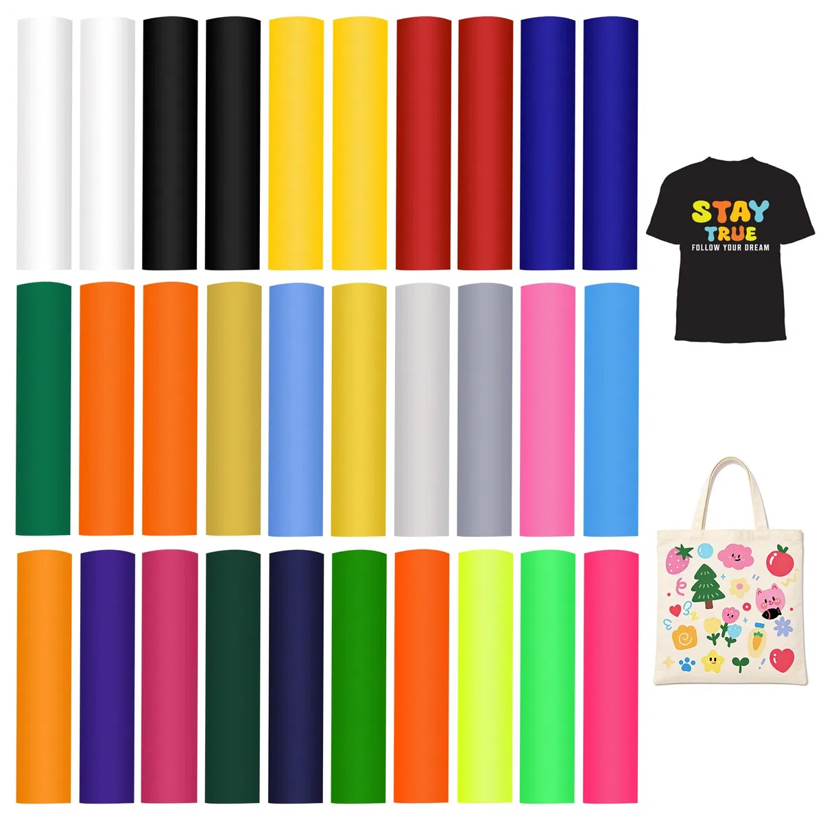 30 Stück Infusible Ink Folie, Infusible Transfer Ink Sheets 30.5 * 11.5cm, Unschmelzbare Transfer Tintenblätter, Sublimationsfolie für DIY Tasse, T-Shirt, Taschen (Einfarbig)