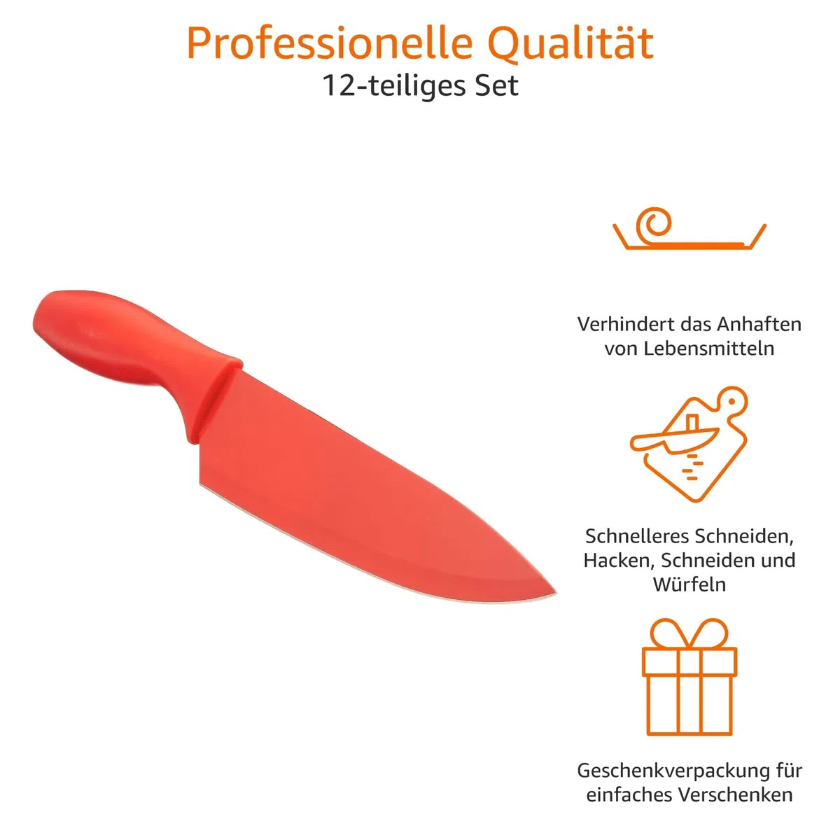 Amazon Basics Messer-Set, bunt, 12-teilig