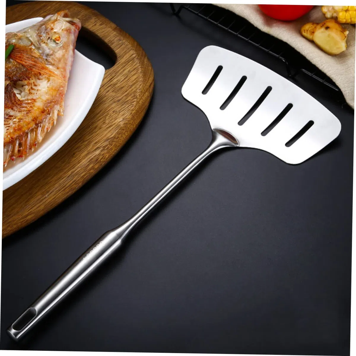 Edelstahl Fischpfannenwender Mit Schlitzen Breiter Flexibler Pfannenheber Für Pizza Steak Und Gemüse Langlebiges Küchenutensil Zum Wenden Und Ablassen Von Flüssigkeiten Spülmaschin
