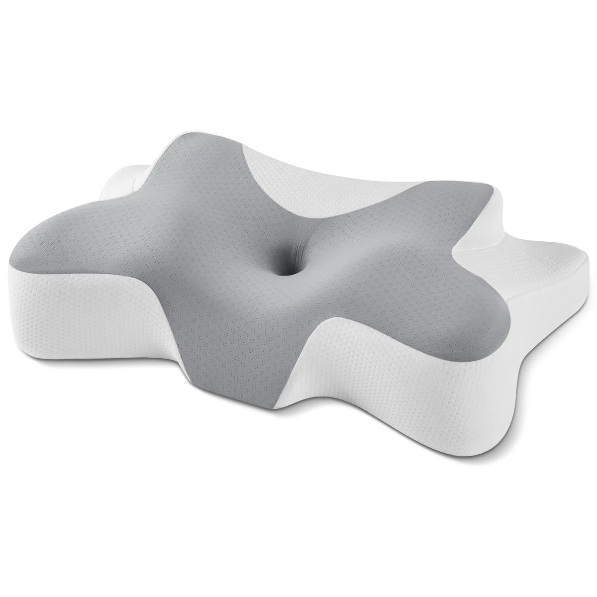 KOOTETA Ergo Nackenkissen Kopfkissen 2 in 1, Memory Foam Kissen, Optimale Nackenstütze, für Seiten, Rücken und Bauchschläfer, 66x37x13 cm, Grau