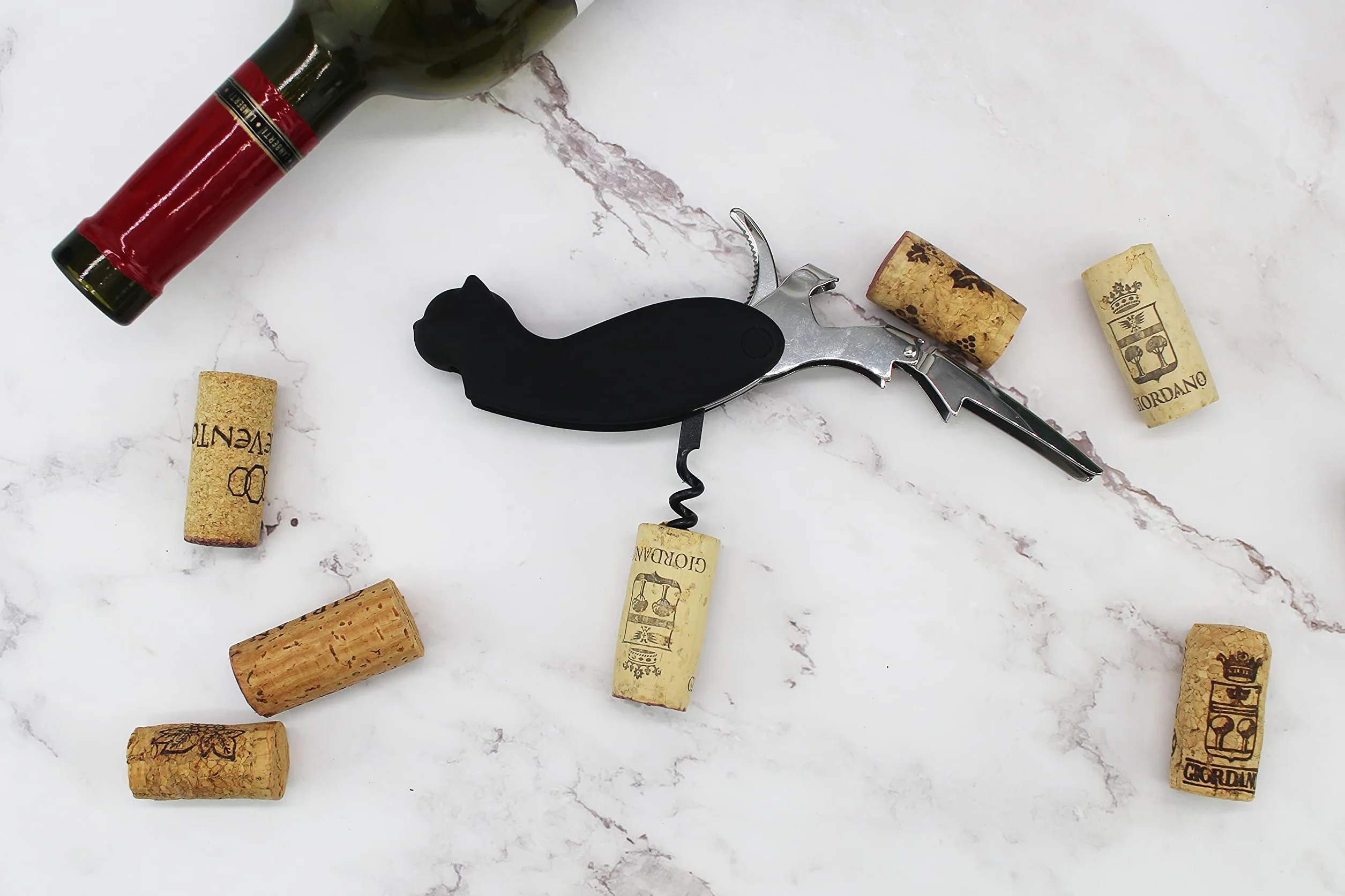 Winkee - Miau Kellnermesser | Stylisches Kellnermesser | Wein-Flaschenöffner mit Folienschneider | Korkenzieher Wein Katze | Corkscrew-wine opener cat
