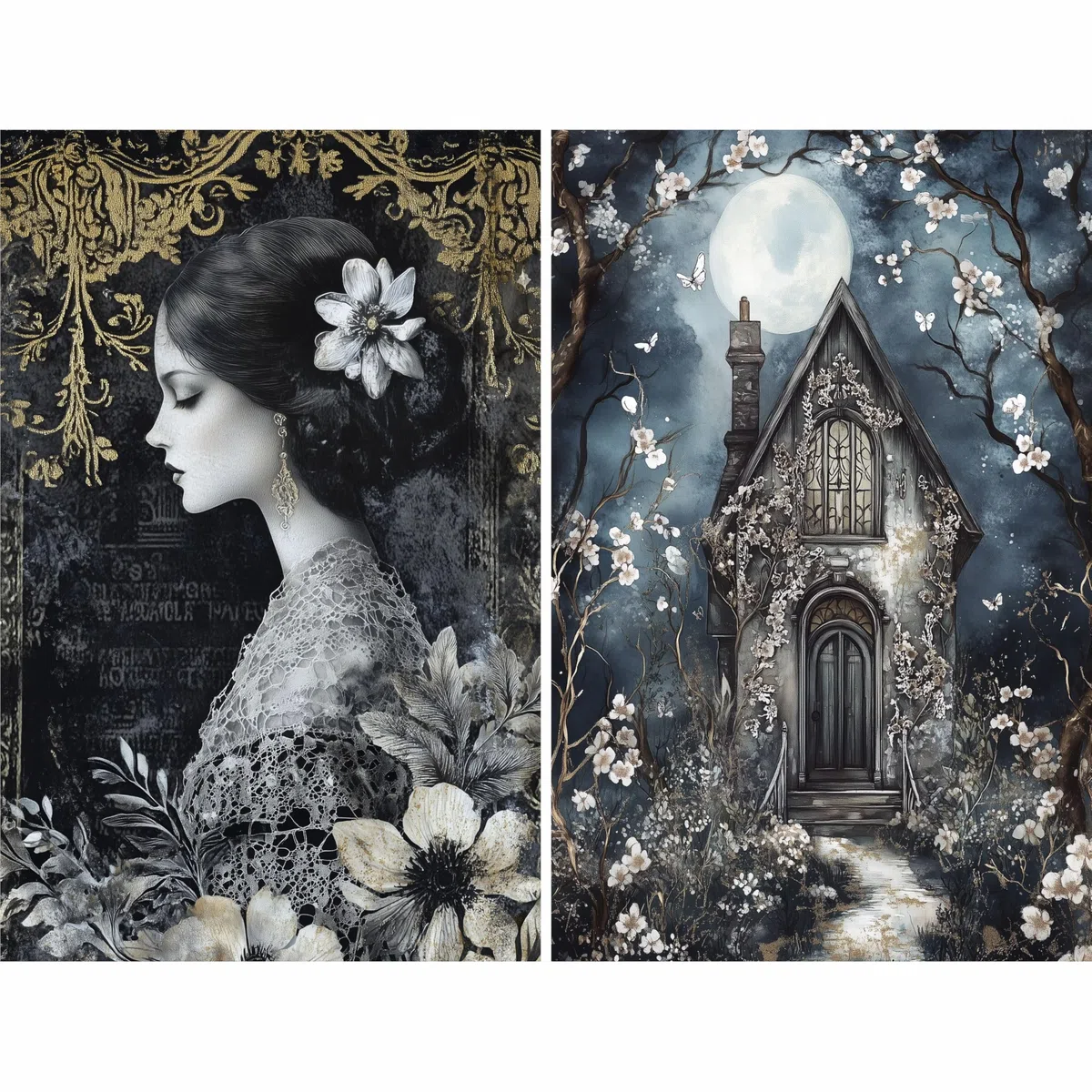 Viktorianisches Gothic-Reispapier, 20 x 26,5 cm (6 Blatt) – 6 x Decoupage-Papier für Collage, gemischte Medien, Kartenherstellung und Basteln, Decoupage von CRAFT KREATIVELY
