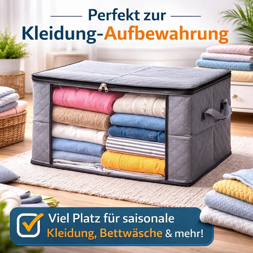 BigDean 6 Stück Aufbewahrungstaschen 90L mit Sichtfenster – große faltbare Kleideraufbewahrung mit verstärkten Griffen & Zwei-Wege-Reißverschluss – für Bettdecken, Kleidung, Kissen, Wäsche & Umzug