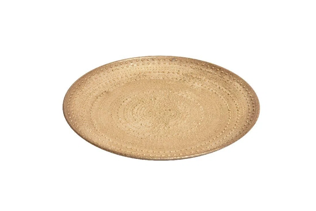 Teller - Holzteller I Ø 40 cm I Gold genoppt I Dekoteller