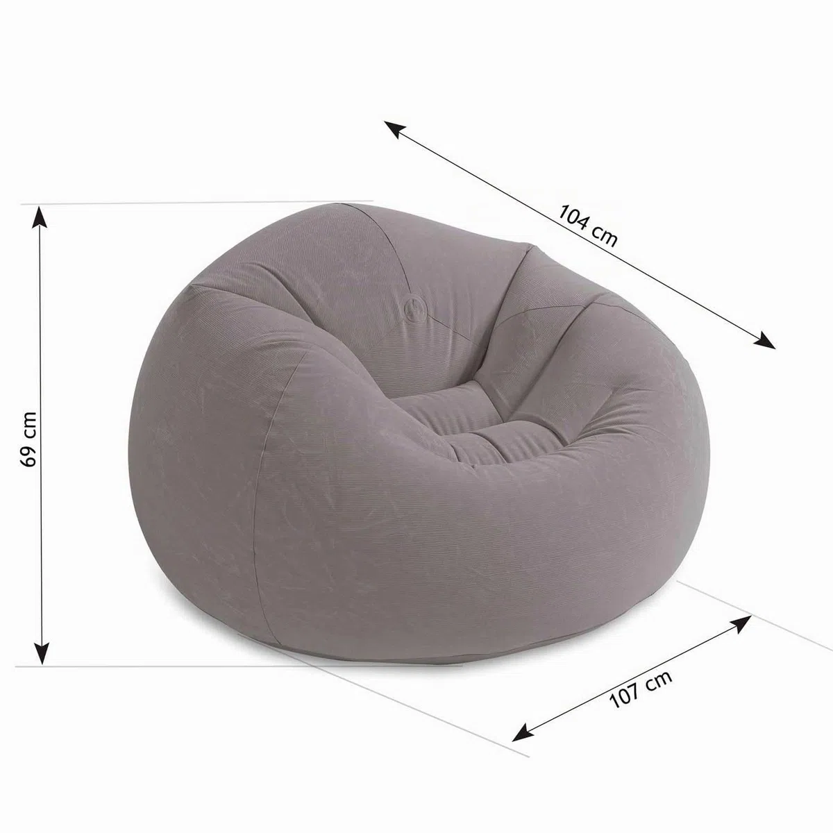 Intex 68579NP – Aufblasbarer Sitzsack, Vinyl, Grau, 114 x 114 x 71 cm