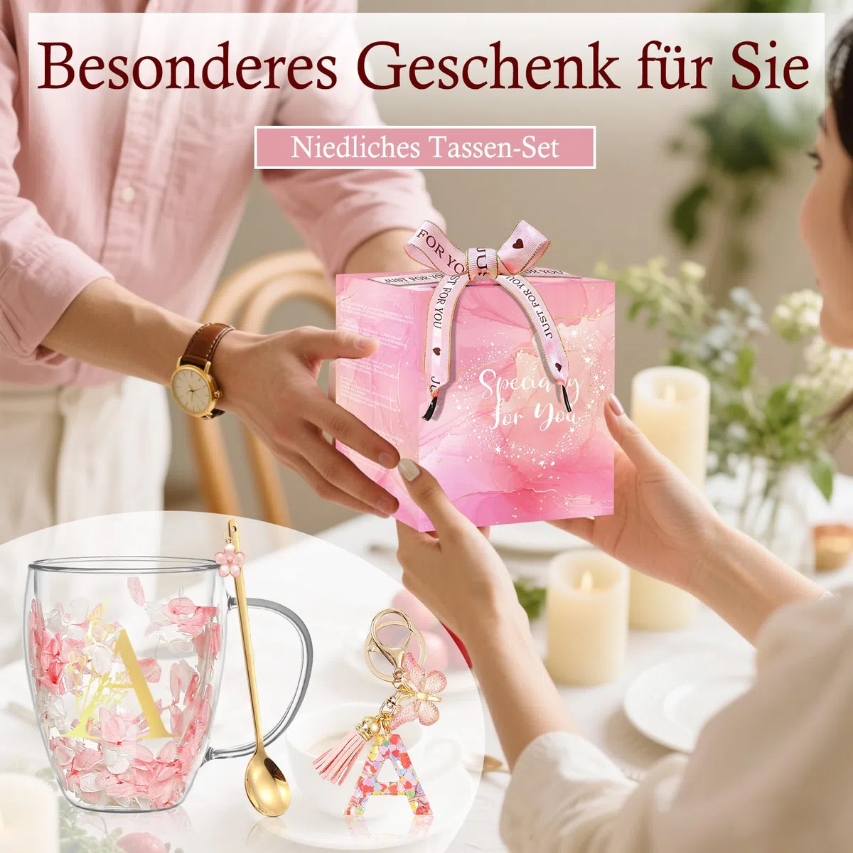 Geschenke für Frauen Latte Macchiato Gläser Geburtstagsgeschenk für Frauen Doppelwandige Kaffeegläser Personalisierte Weihnachten Valentinstag Muttertag Geschenk für Sie Brautjungfer Teegläser