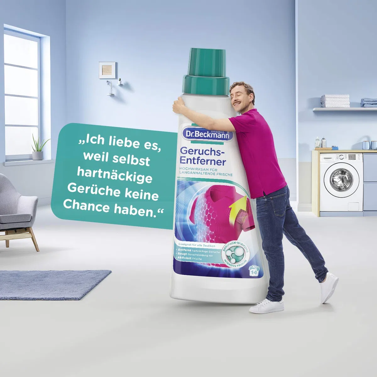 Dr. Beckmann Geruchsentferner | entfernt hartnäckige Gerüche fasertief | aktiviert Frische | mit angenehmen Duft | 3x 500 ml