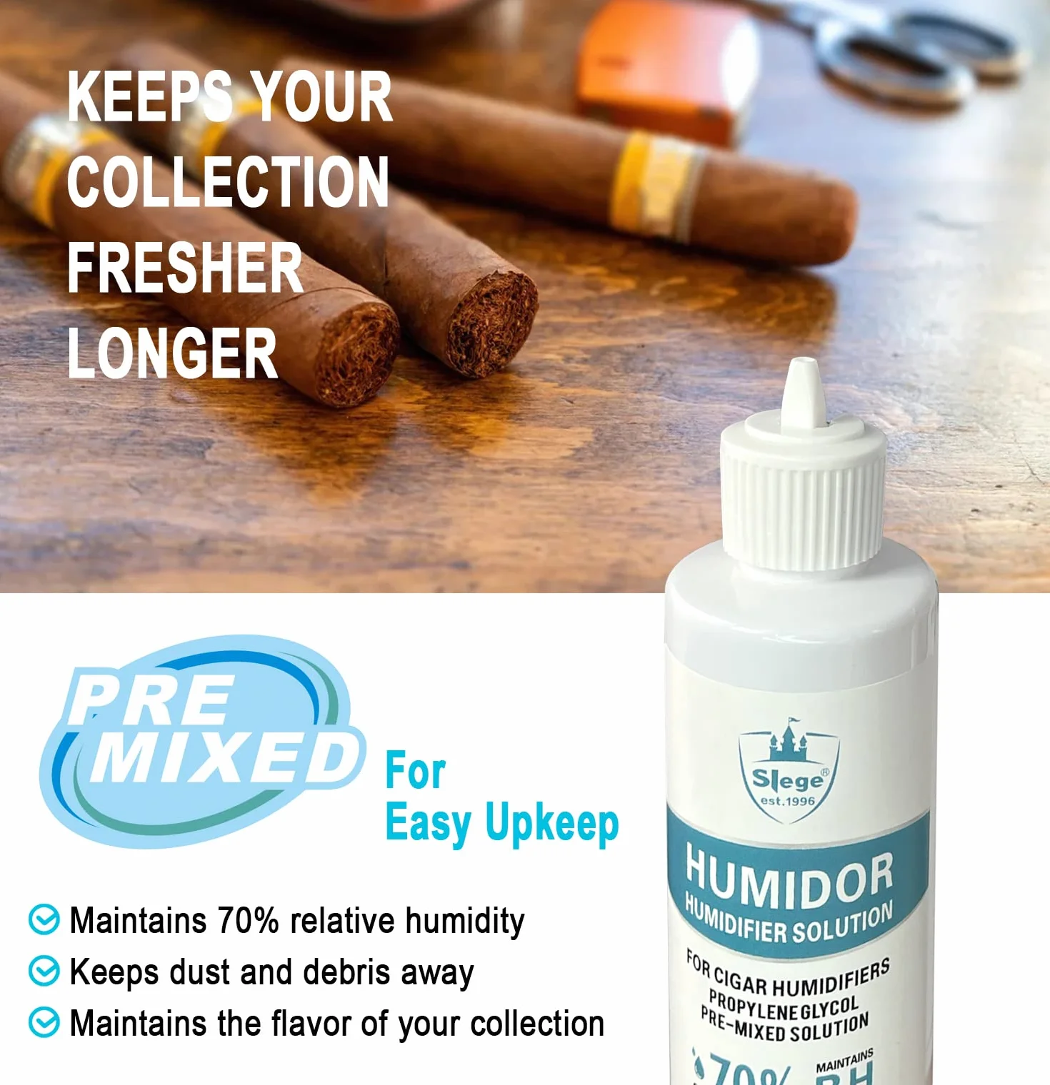 Humidor solution fur ZigarrenBefeuchter, Cigar Humidifier solution,Befeuchter solution fur Zigarren Humidor, Propylene Glycol Pre Mixed Flüssigkeit (7 Fl OZ) x 2 Bott