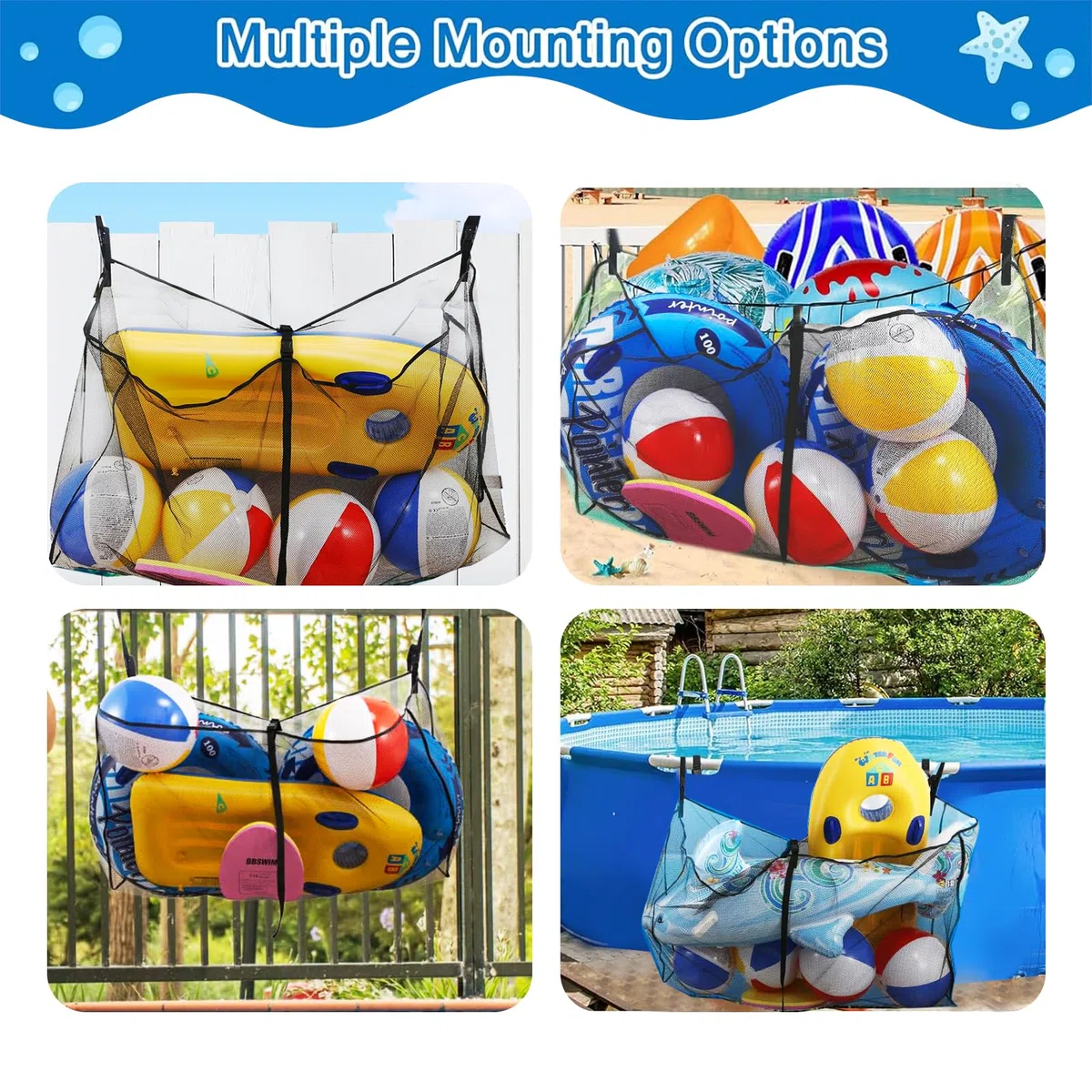 Pool Aufbewahrungsnetz,Mesh Pool Spielzeugaufbewahrung,Pool Float Aufbewahrungs Organizer,Kapazität Pool Spielzeug Aufbewahrung,Hängendes Pool Aufbewahrungs Organisator,Für Zaun, Deck,Garage,Terrasse