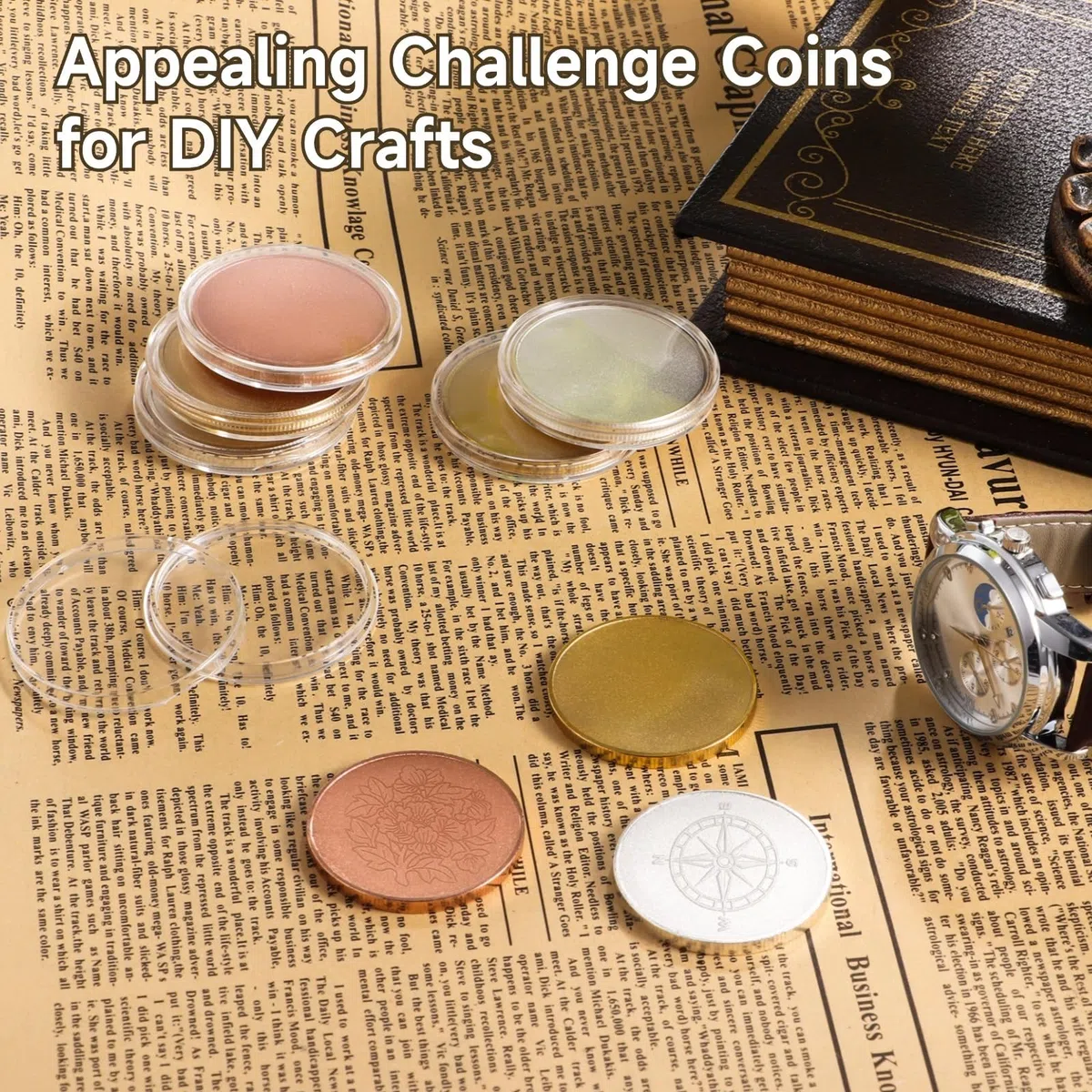 12 Stück Blanko Challenge Coins, Gewindekante 40 mm Challenge Coins für Lasergravur-Muster, DIY Bastel-Geburts-Tags-Reise-Gedenksammlungen
