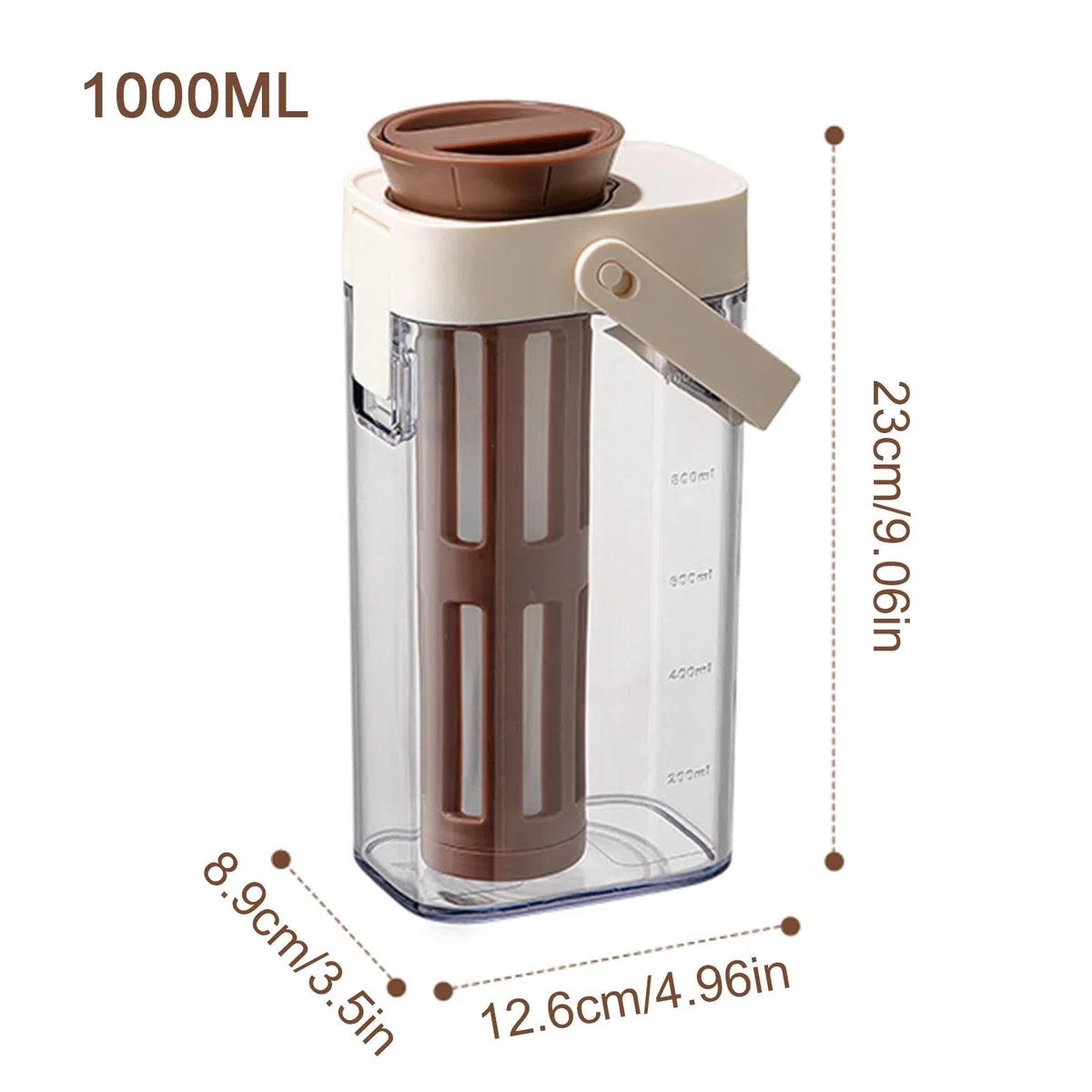 Cold Coffee Brewer – Großer Behälter für kaltgebrühte Kaffeemaschine, auslaufsicherer Behälter mit Griff, platzsparender Topf, Küchenutensilien für Getränke, Milch, Wasser, Limonade