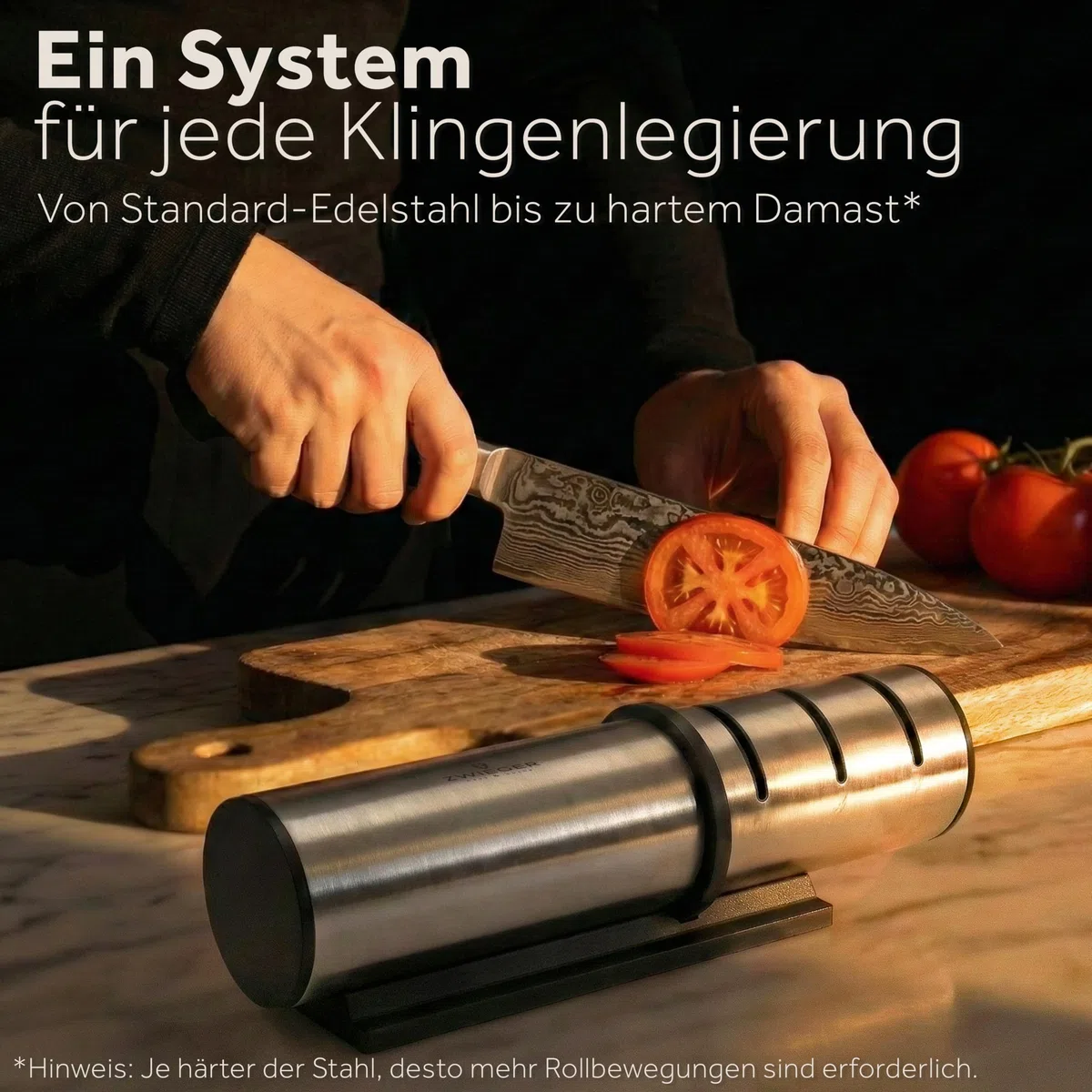 ZWIEGER Diamant Messerschärfer Profi mit Rollschleifer-Technologie – Messerschleifer mit 3 Stufen: 2 Diamant-Rollen & 1 Keramik-Rolle – Moderne Rollschleifer-Lösung – Rutschfester Boden