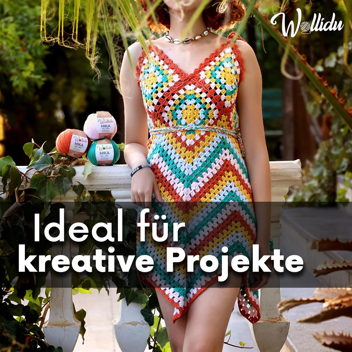 Wollidu Mika 51% Polyacryl 49% Baumwolle zum Häkeln und Stricken 10x 50g/165m Oeko-Tex Strickgarn Häkelgarn - Herbstrot