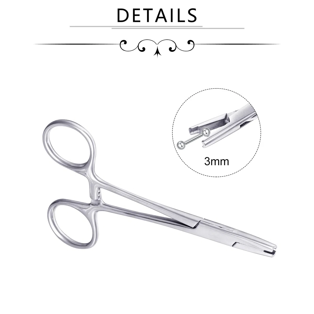 LAURITAMI 3mm 4mm 5mm Piercing Zange, Piercing Kugel Aufdreher Piercingzange für Kugeln, Piercing Klemme ür Änderung von Ohr Lippe Bauchnabel Zunge Nasen Augenbrauen Piercings