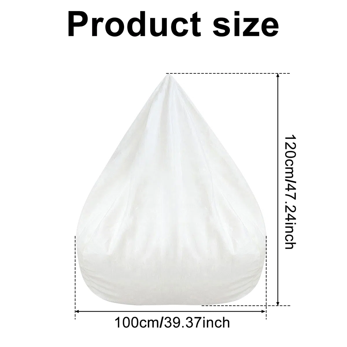 Sitzsack-Innenfutter für Sitzsack, Stuhl, faules Sofa, einfache Reinigung, herausnehmbarer Ersatzstrumpf mit Reißverschluss, kein Füllstoff für Wohnzimmer, Schlafzimmer, Spielzimmer, 100 x